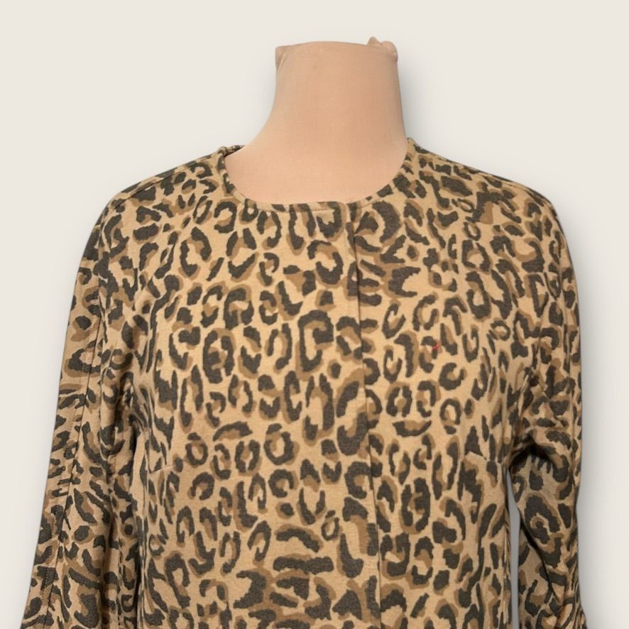 Anthropologie Leopard Coat Jacket Small Midi Twill 3/4 Sleeves Simple Coll Size S / US 4 / IT 40 - 4 Thumbnail