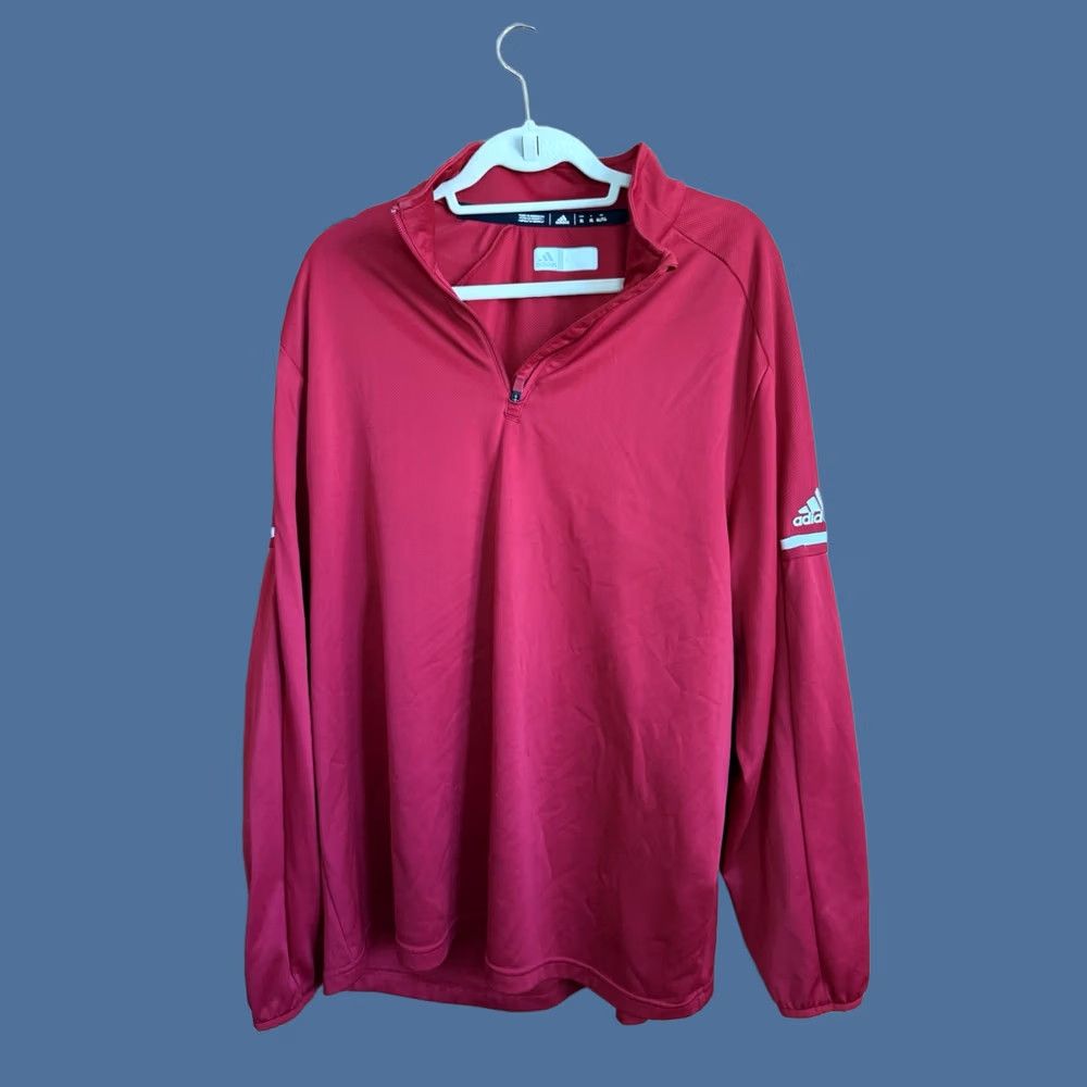 Adidas Adidas Red Three Stripe Pullover XL Zip Soccer Basketball Sport Mens Size US XL / EU 56 / 4 - 1 Thumbnail
