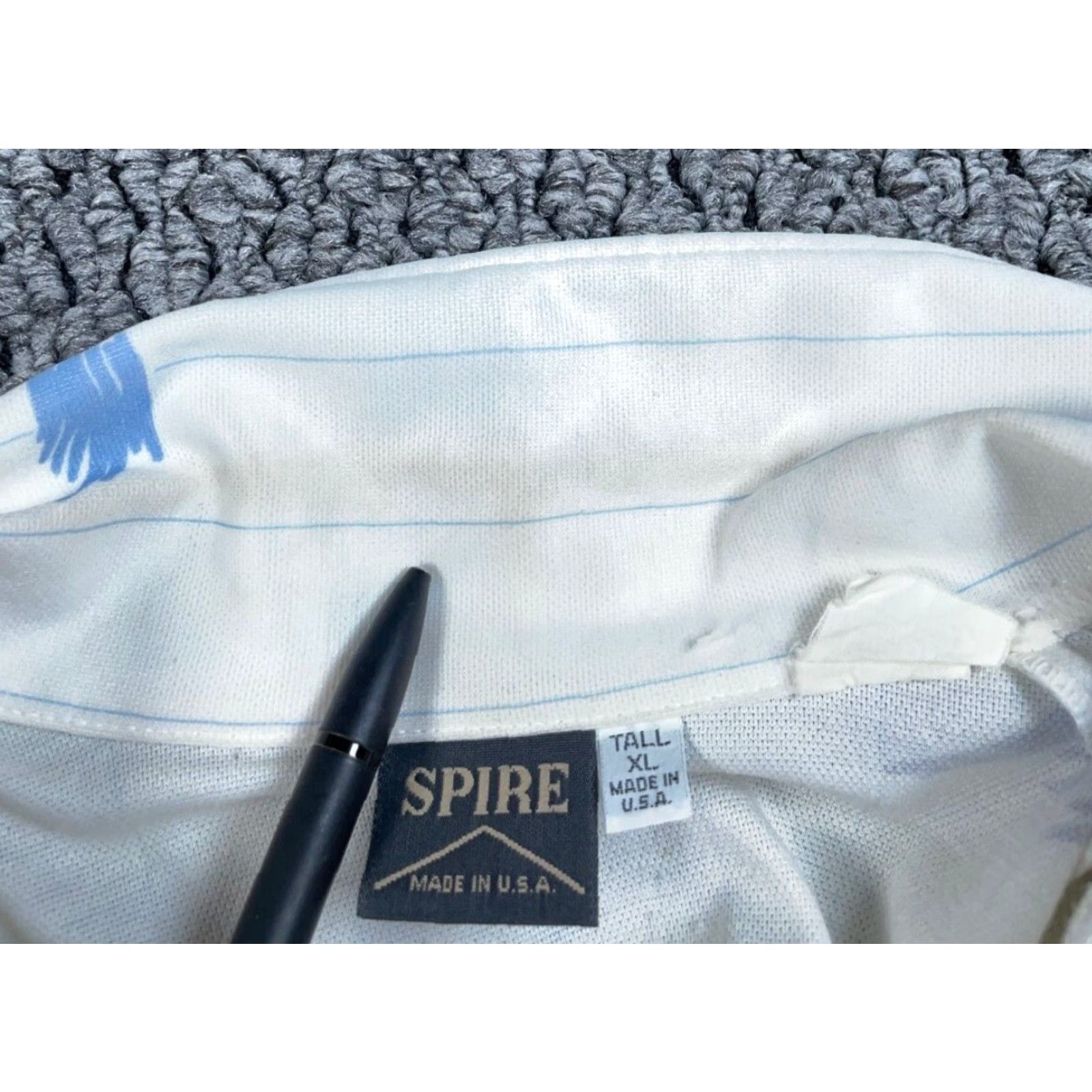 Vintage VTG 80s Spire Geometric Pattern Polo Shirt Adult XL Tall White Retro Mod 70s Size US XL / EU 56 / 4 - 5 Thumbnail