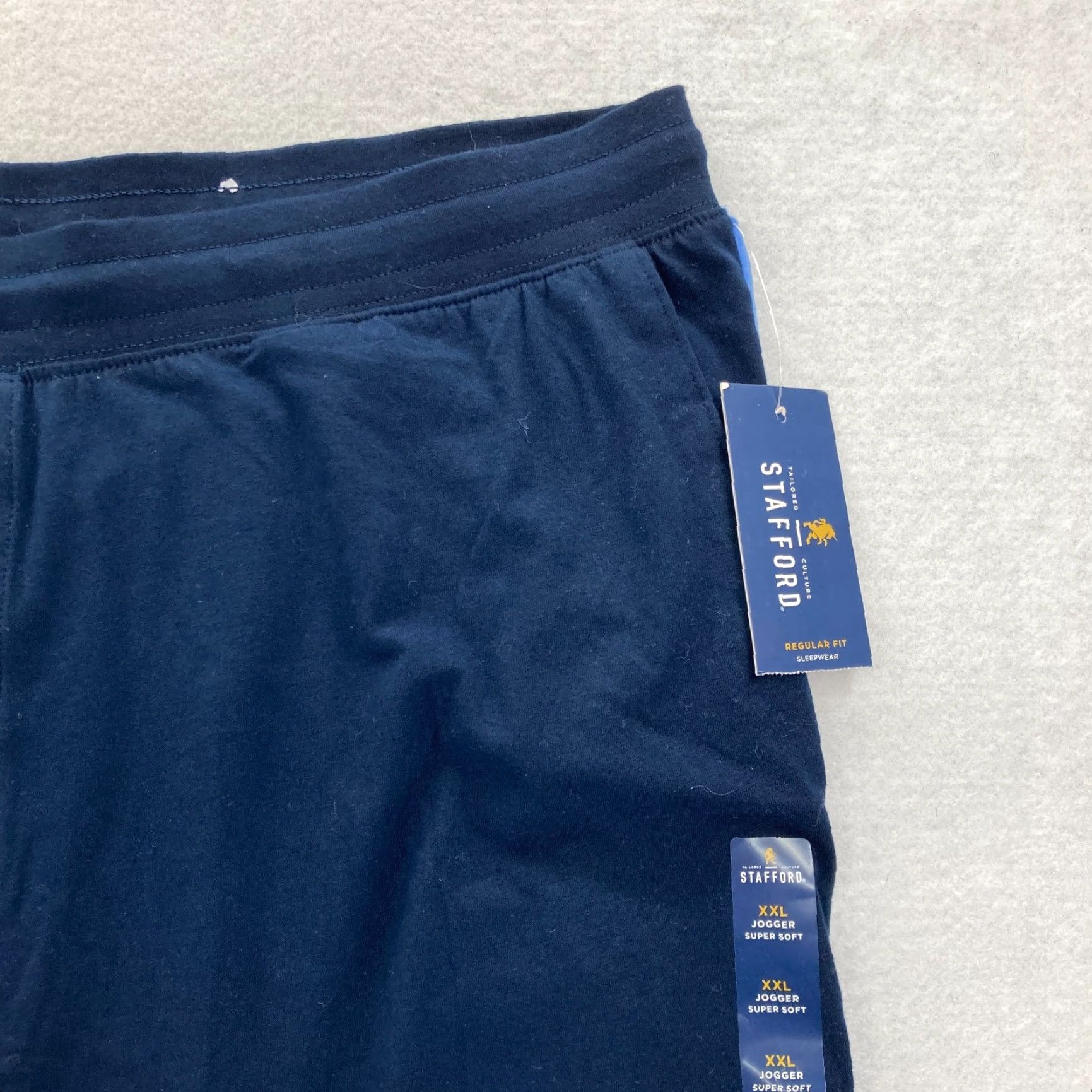 Stafford Stafford Pajama Pants Mens 2XL Blue Stretch Fabric Joggers Drawstring Tapered Clothing Size US 39 - 3 Thumbnail