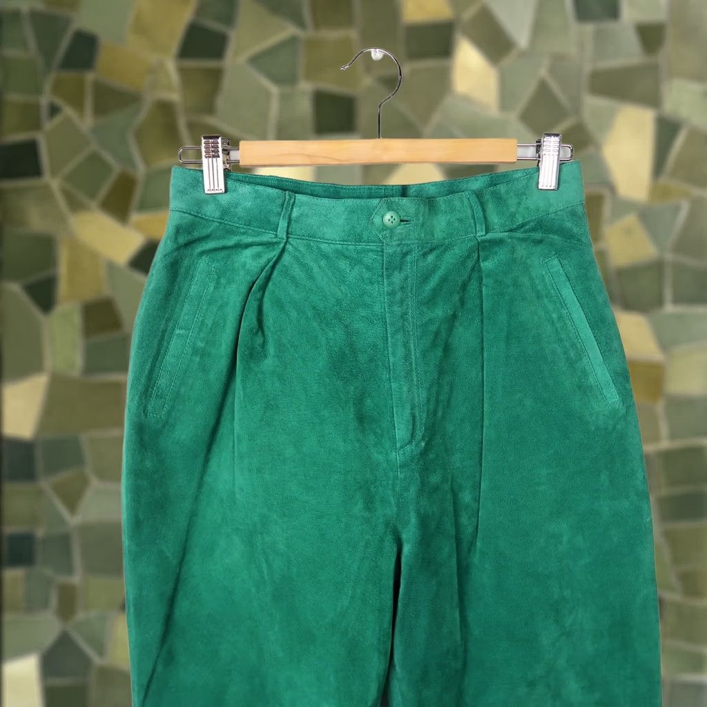 Vintage Vintage J. Christopher Green Pig Suede Leather Trouser Pants 80s 28" Size 28" / US 6 / IT 42 - 1 Thumbnail