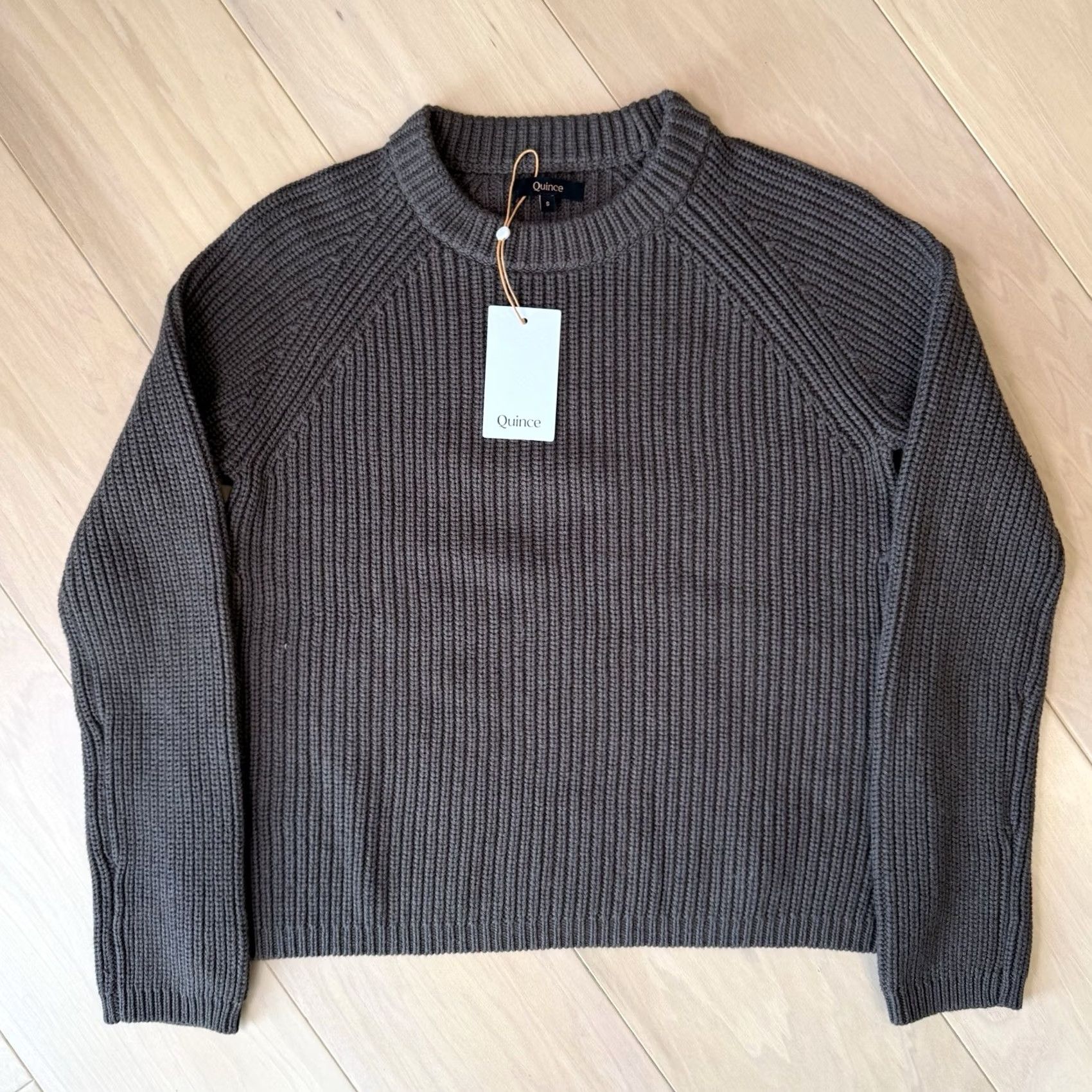 Quince Quince Fisherman Crew Sweater Women's Small Brown Organic Cotton Pullover NWT Size S / US 4 / IT 40 - 3 Thumbnail