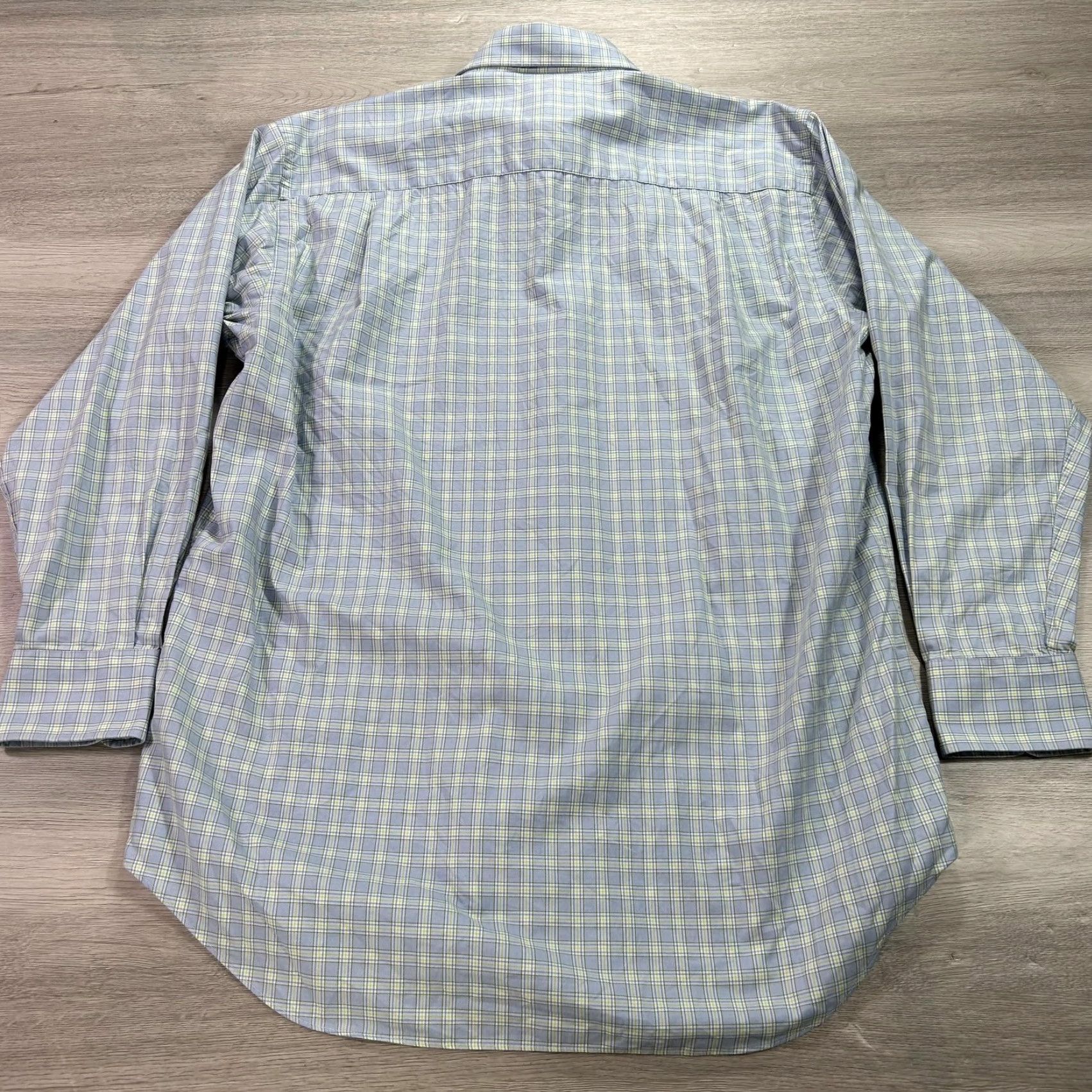 David Donahue David Donahue Shirt Mens 16.5 32/33 Blue Green Plaid Long Sleeve Button Front Dress Shirt Size US XL / EU 56 / 4 - 2 Thumbnail