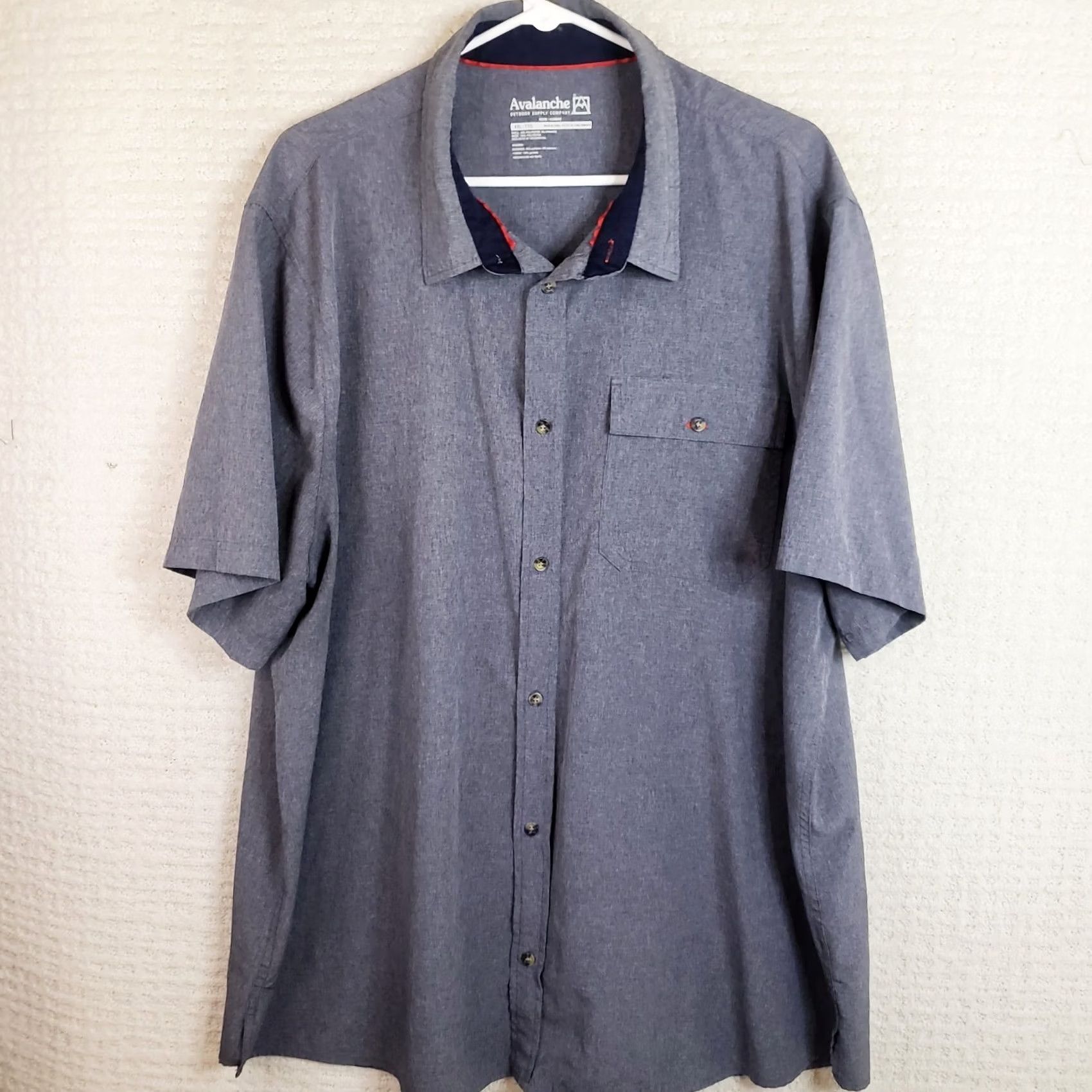 Avalanche Avalanche Men's Button-Up Shirt Short Sleeve Gray 2XL Quick Dry Polyester Spandex Modern Casual Workwear Shirt Ladies? Size US XXL / EU 58 / 5 - 2 Thumbnail