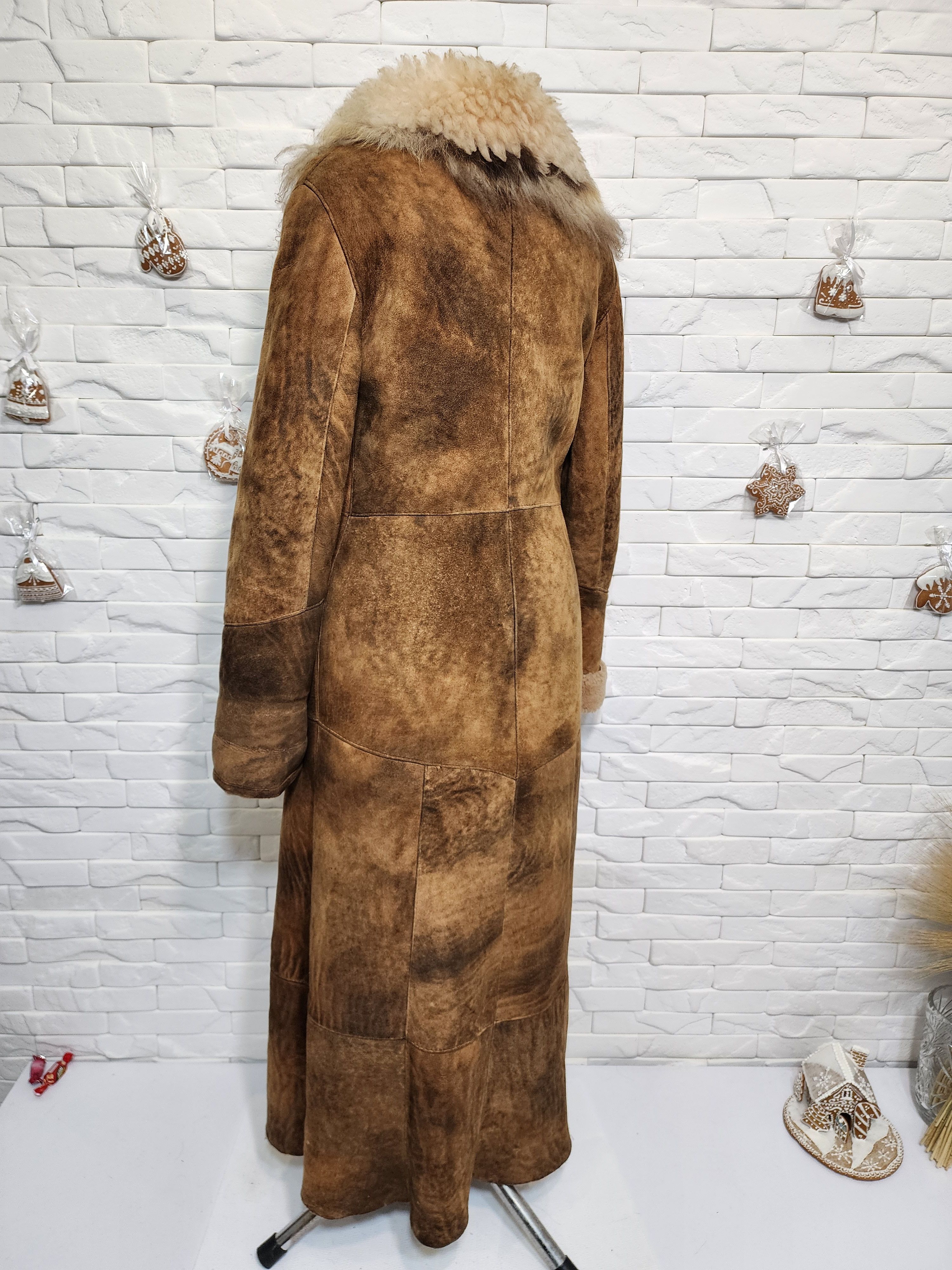 Furla Brown Sheepskin Coat: Vintage Leather Winter Outerwear Size L / US 10 / IT 46 - 8 Thumbnail