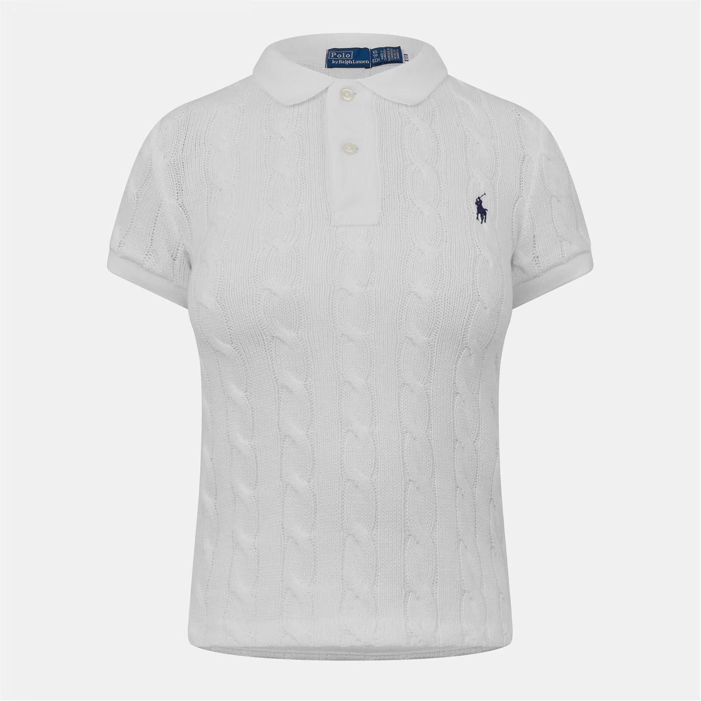 Polo Ralph Lauren o1g2r1mq1025 Short Sleeved Cable Knit Jumper in White Size S / US 4 / IT 40 - 1 Thumbnail