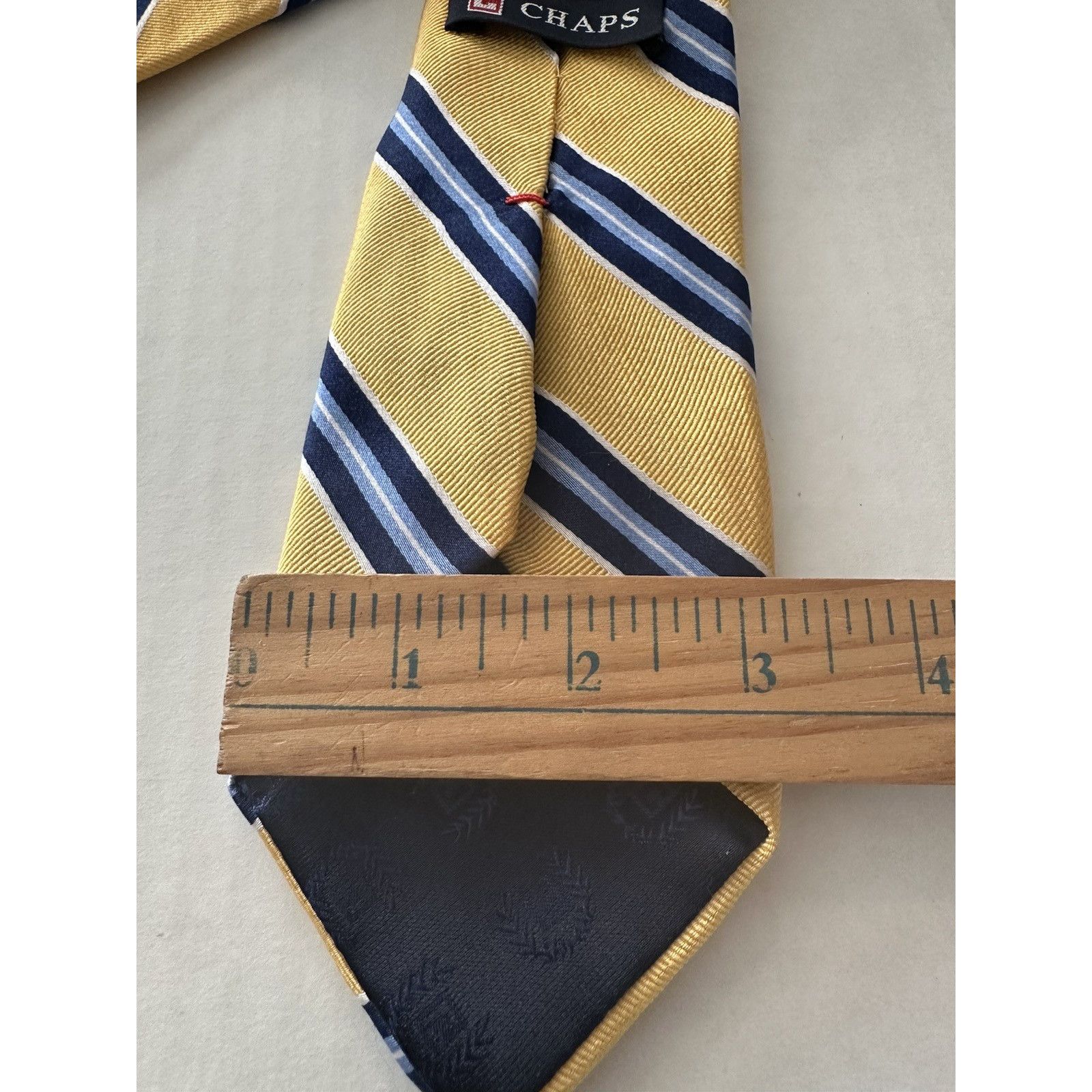 Chaps Chaps Ralph Lauren Tie 100% Silk Yellow/Blue Striped Preppy Size ONE SIZE - 9 Thumbnail