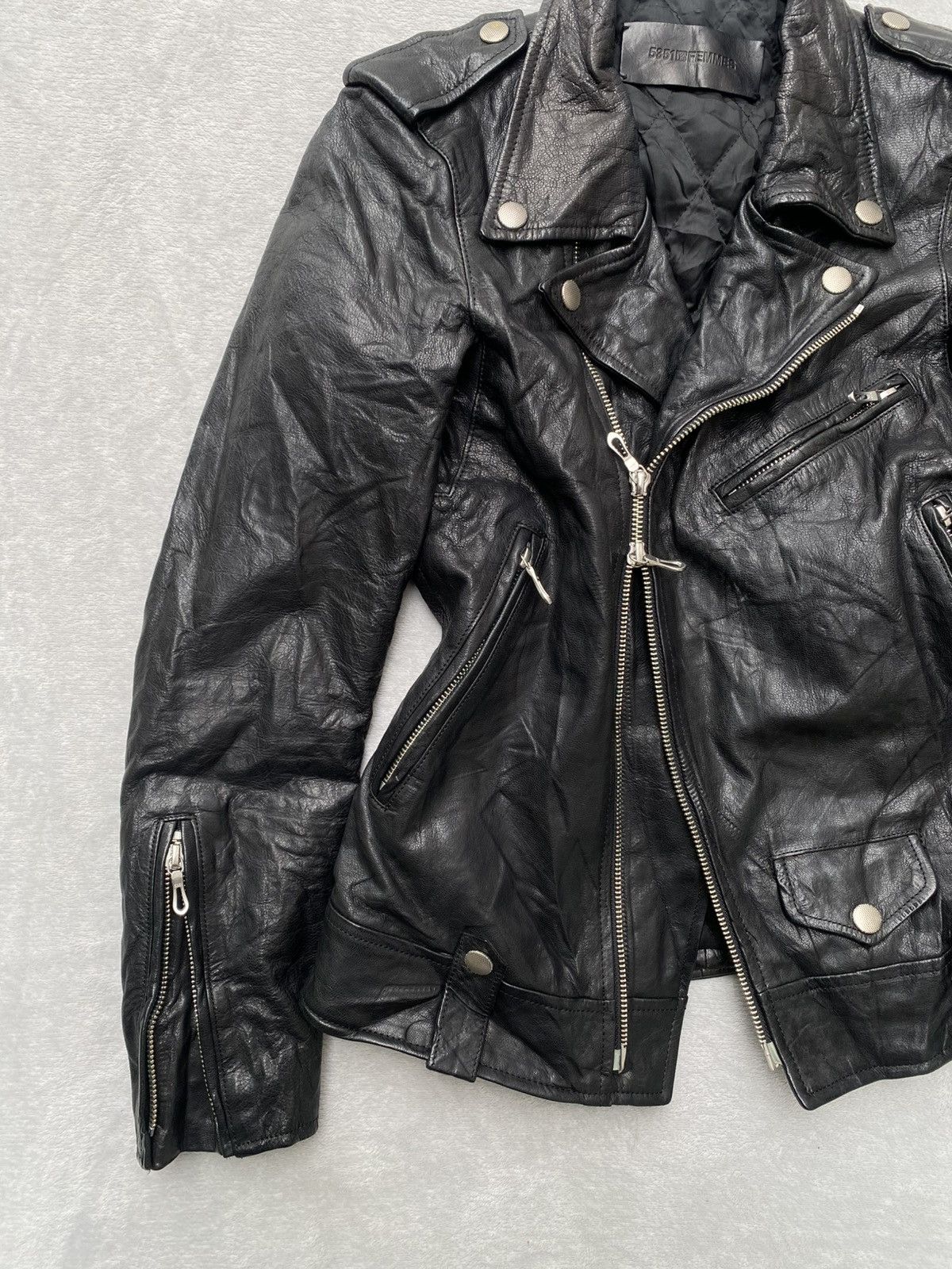 5351 POUR LES FEMMES 2000s 5351 Les Pour Femmes- Goatskins Biker Leather Jacket Size XS / US 0-2 / IT 36-38 - 2 Thumbnail