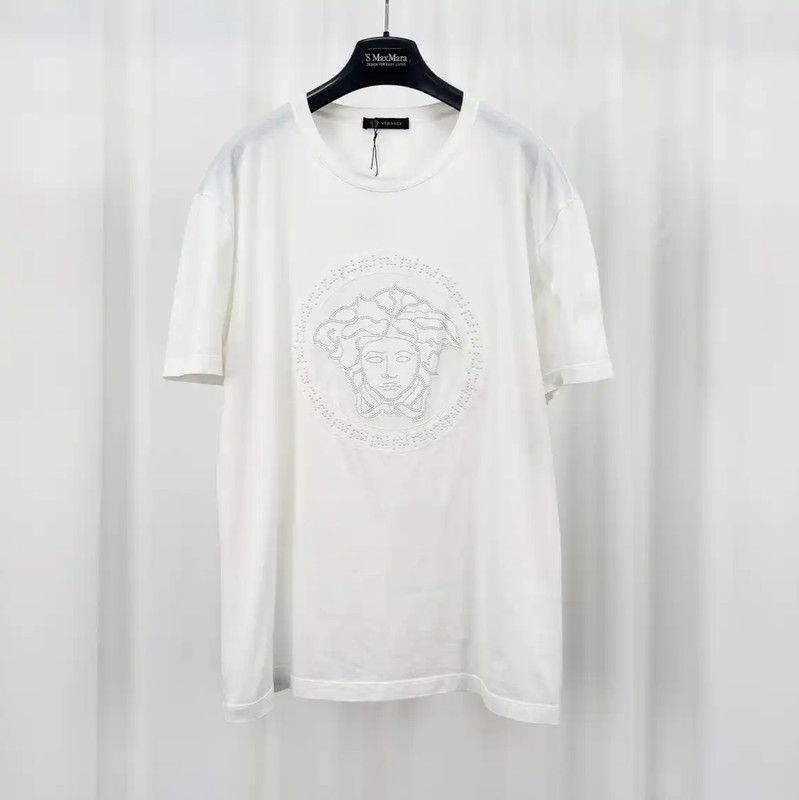 Versace Versace White Cotton Medusa T-Shirt 0089 Size US L / EU 52-54 / 3 - 1 Thumbnail