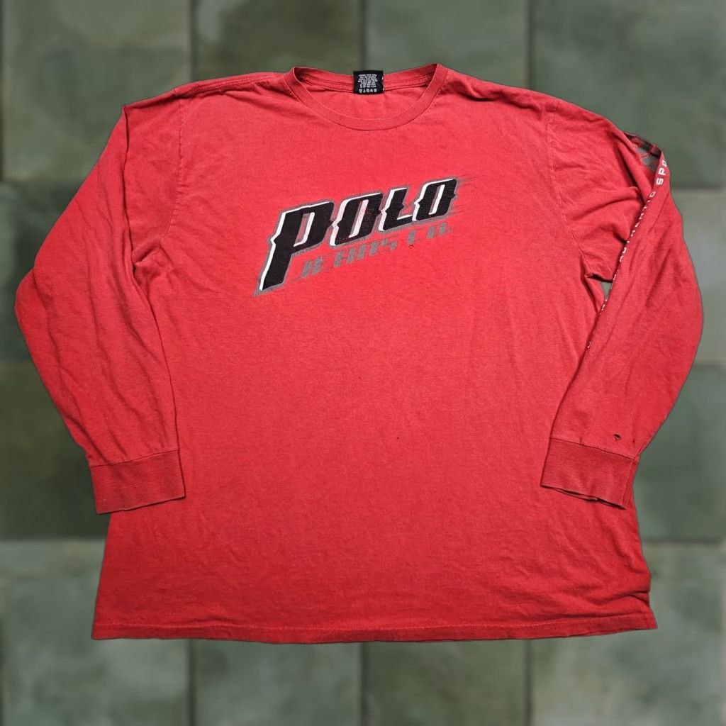 VINTAGE Ralph Lauren Polo Jeans Co T-Shirt Men 2XL Long Sleeve Red