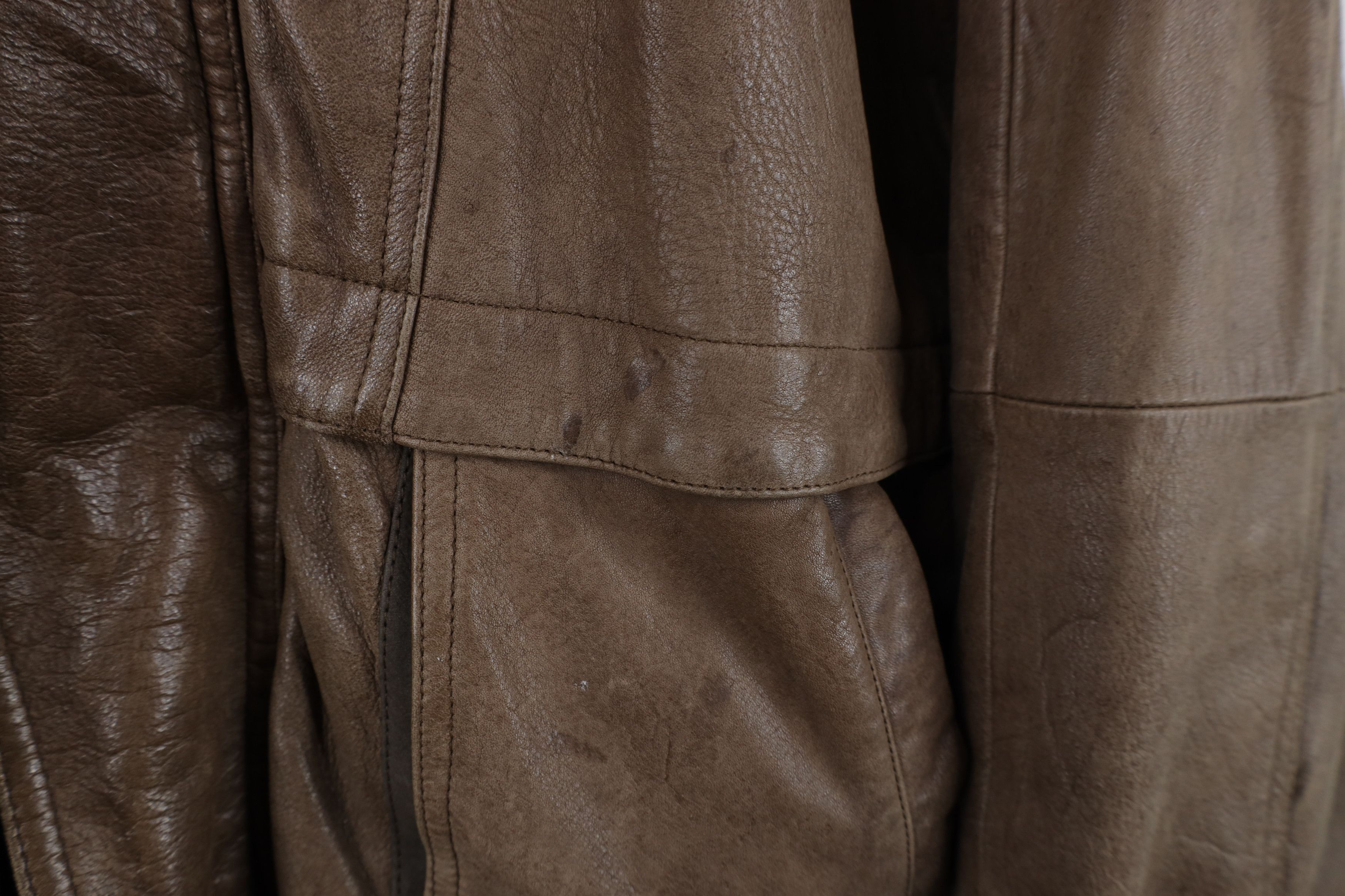 Vintage Vintage 90s Streetwear Leather Flight Bomber Jacket Brown Size US M / EU 48-50 / 2 - 4 Thumbnail