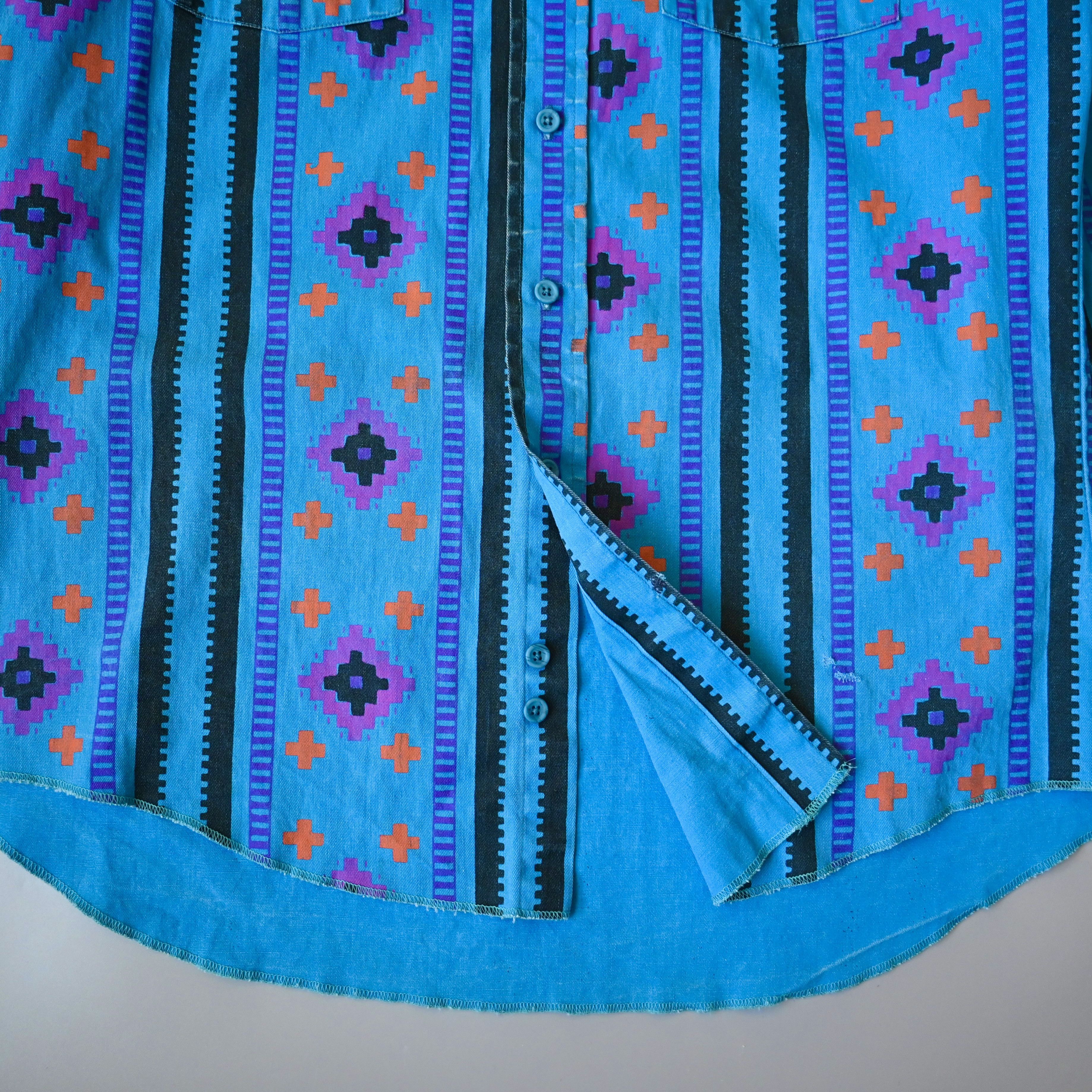 Vintage VTG Wrangler brushpopper Aztec Navajo stripe shirt 15.5 - 33 Size US M / EU 48-50 / 2 - 11 Thumbnail