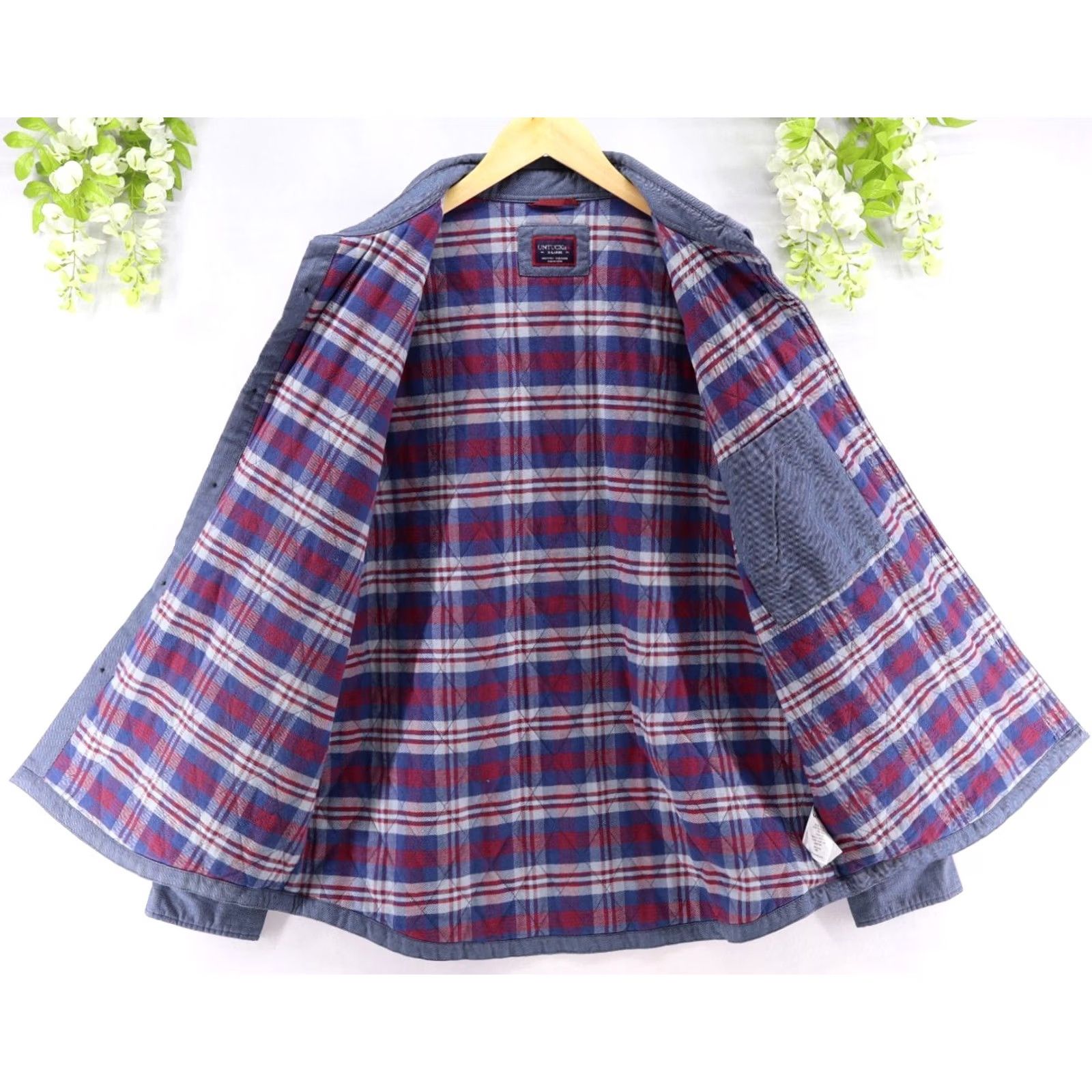 UNTUCKit UNTUCKit Mens Ziata Flannel Lined Button Up Jacket/Overshirt Shacket Blue XL Shirt Mens XL Blue Quilted/Heavyweight Casual Fall/Winter Denim? Size US XL / EU 56 / 4 - 3 Thumbnail