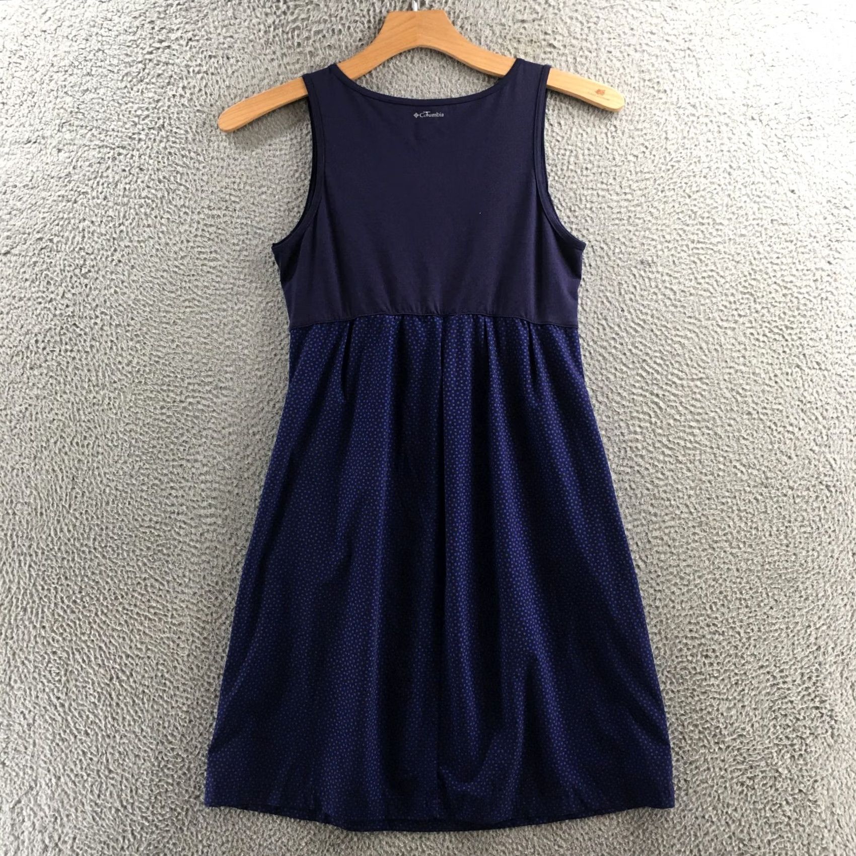 Vintage Columbia Dress Womens M Navy Omni-Shade Sleeveless Pocketed Polka Dot Skirt Dress Size 32" / US 10 / IT 46 - 7 Thumbnail