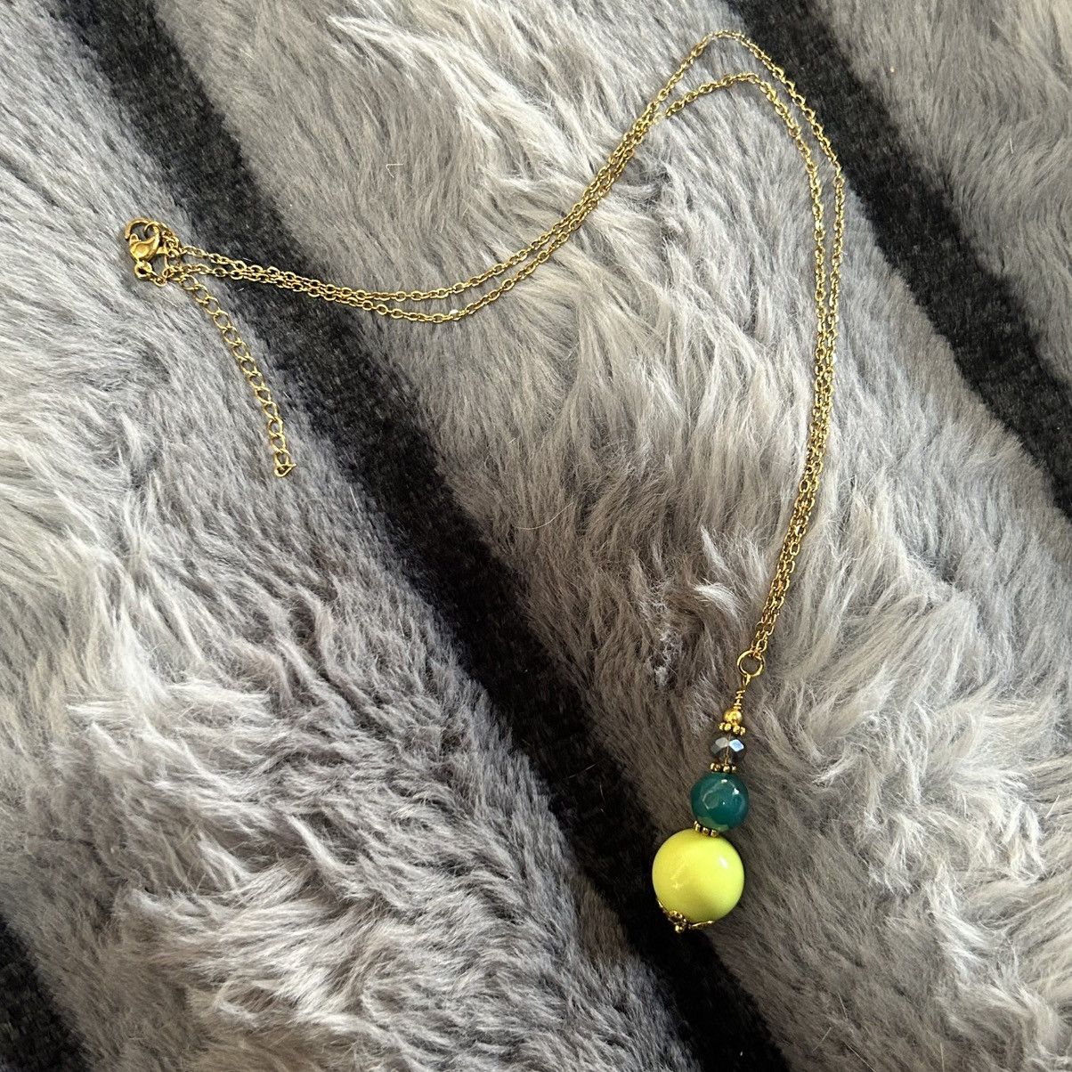 Handmade Handcrafted faceted crystal green chalcedony drop necklace Size ONE SIZE - 6 Thumbnail