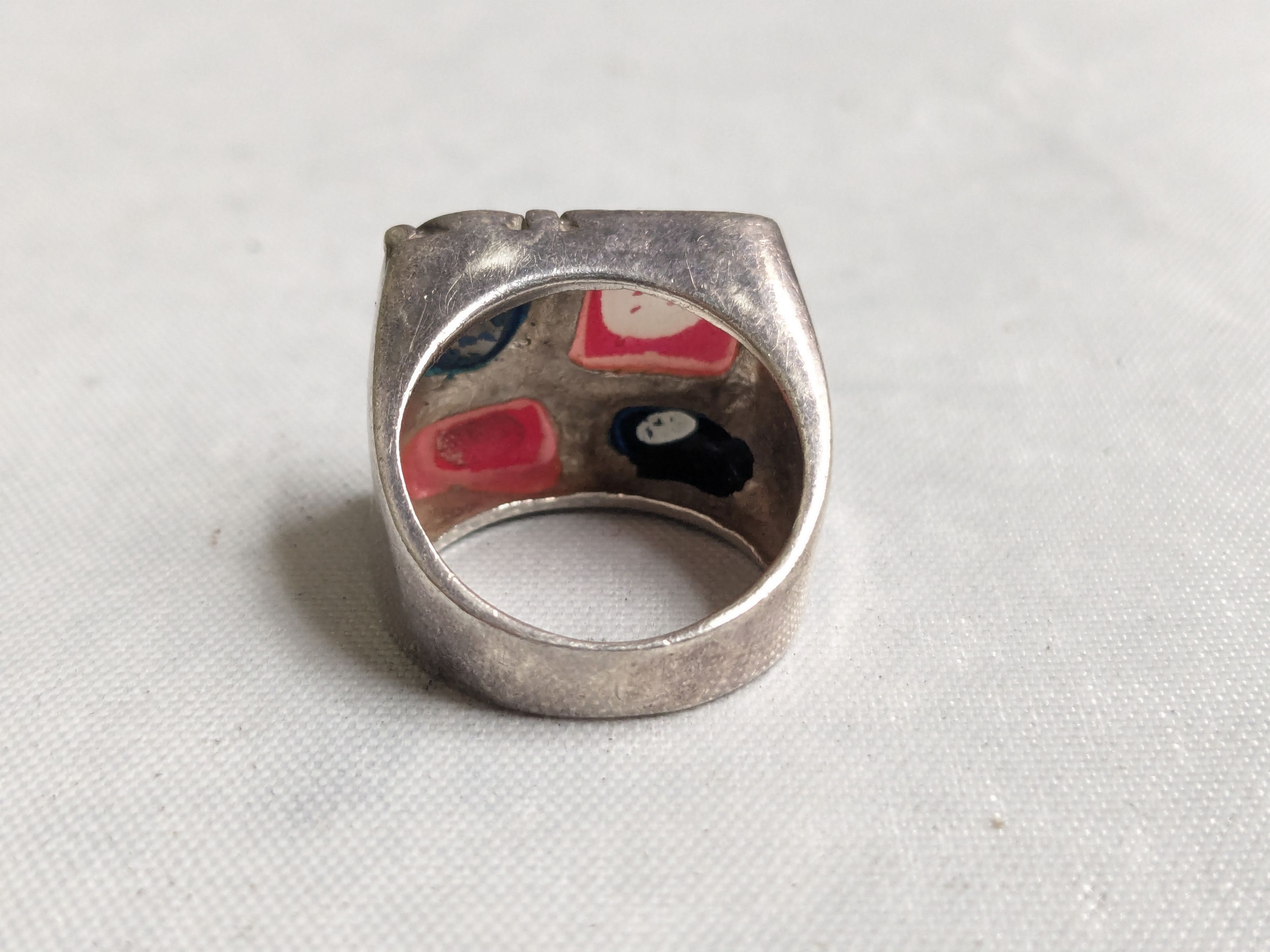 Jewelry Vintage Sterling Silver Ring MOP 7.75 Pink Blue Y2K Abstract Size ONE SIZE - 8 Thumbnail