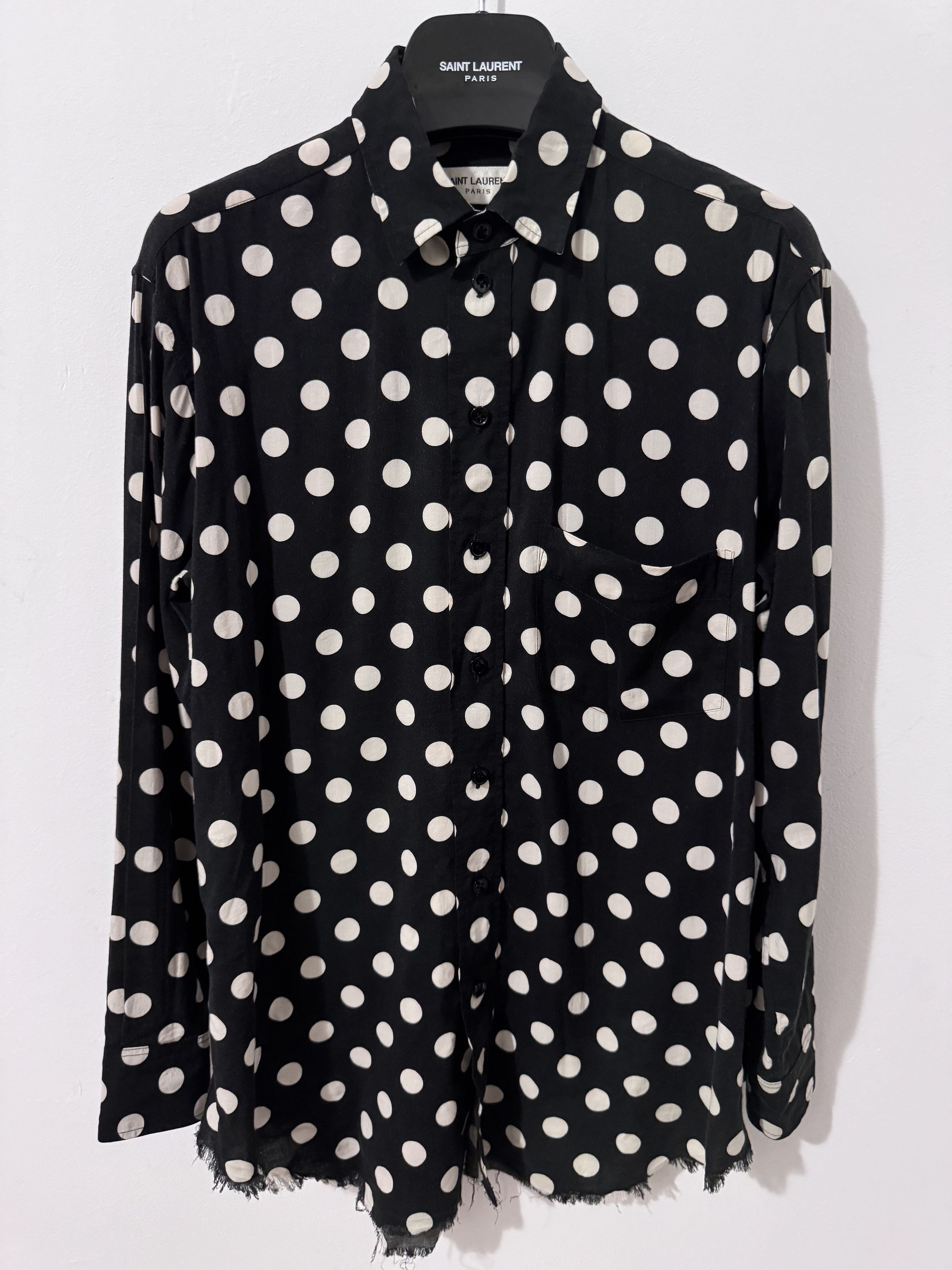 Saint Laurent Paris Saint Laurent Polka Dot Shirt with Fringes Size US M / EU 48-50 / 2 - 1 Thumbnail