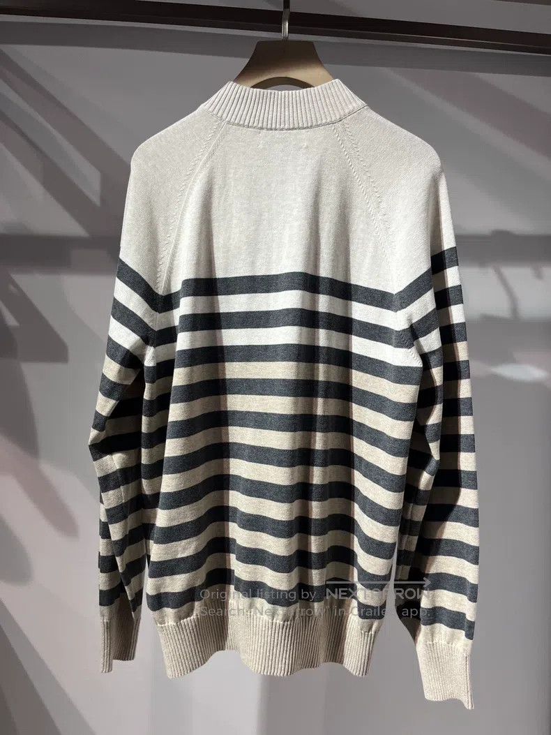 Brunello Cucinelli Brunello Cucinelli Men's Zip Up Collar Striped Knit Sweate Size US L / EU 52-54 / 3 - 2 Thumbnail