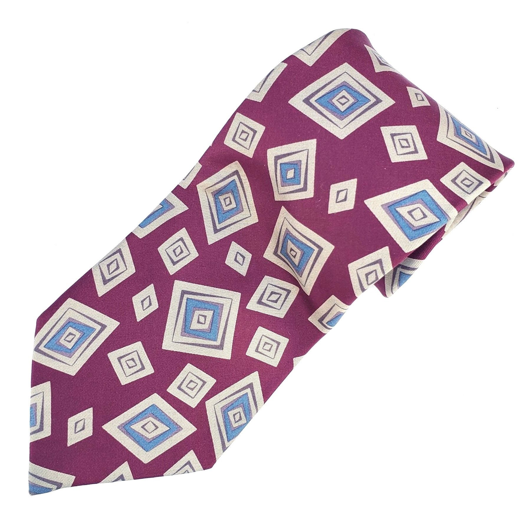Burberry Burberrys of London Tie Silk Oxblood Abstract Pattern Cravat Size ONE SIZE - 8 Thumbnail