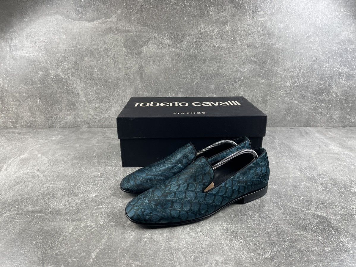 Roberto Cavalli Roberto Cavalli Blue Python Embossed Silk Loafers Size US 9 / EU 42 - 2 Thumbnail