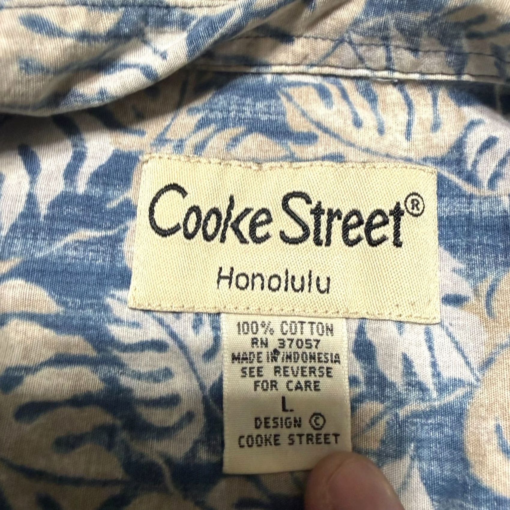 Vintage Cooke Street Shirt Mens L Blue Hawaiian Reversible Floral Leaf Print Button-Up Size US L / EU 52-54 / 3 - 3 Thumbnail