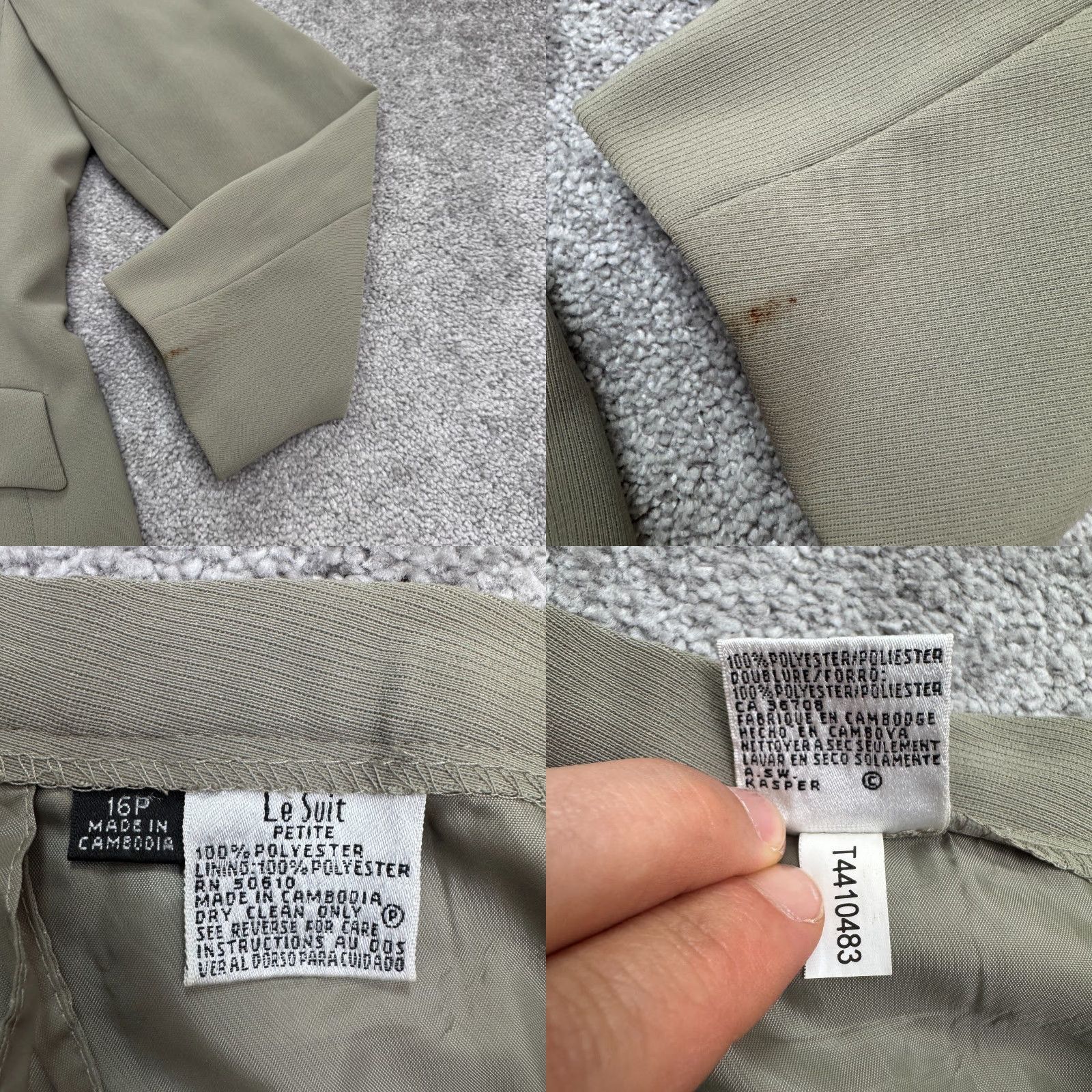 Vintage VINTAGE Le Suit 2Pc Set Dress Pants Blazer Womens 16P Petite Green Wide Leg Size 38" / US 16 / IT 52 - 8 Thumbnail