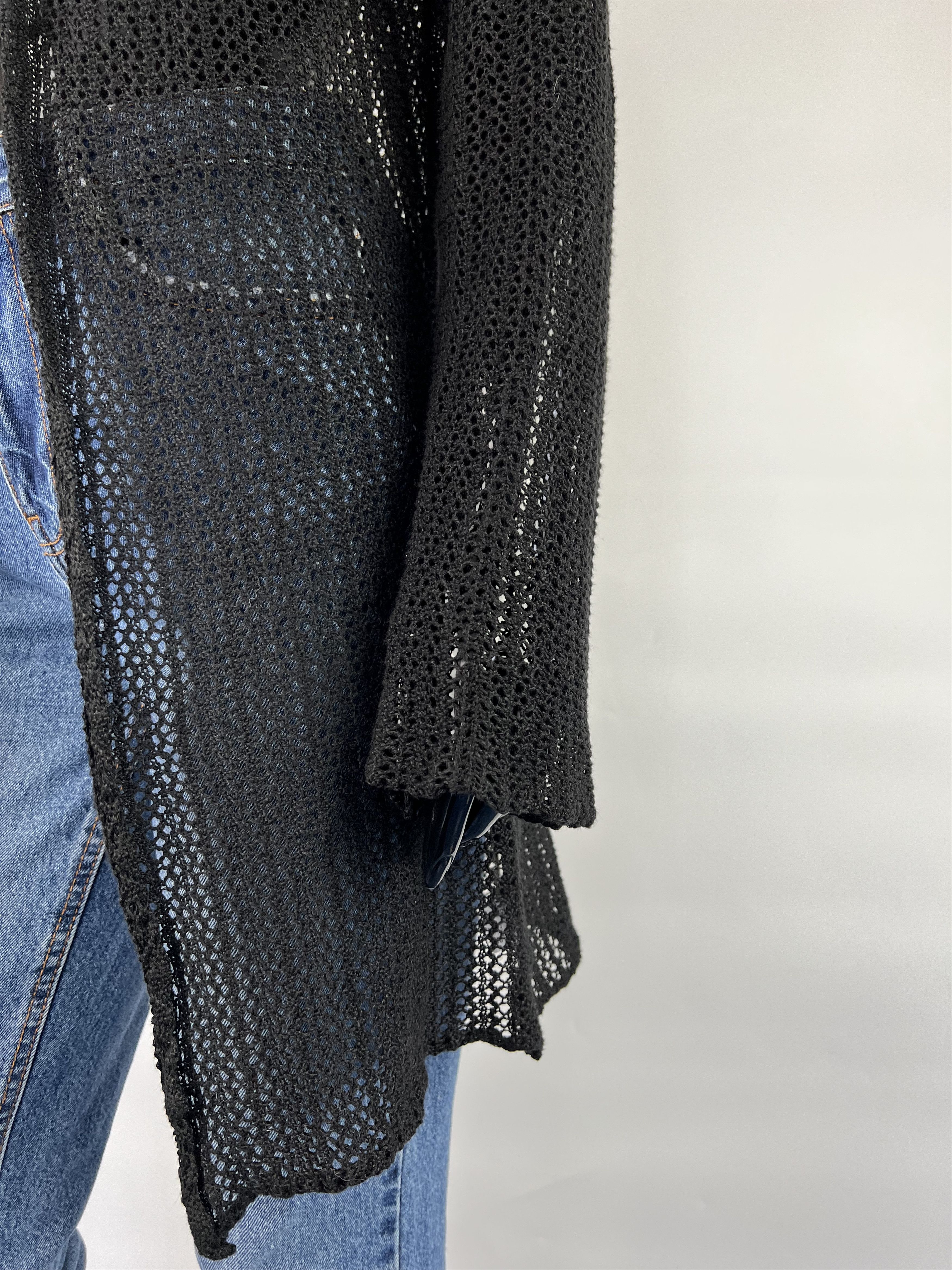 Other Falconeri Per Monn Black Linen Mesh Cardigan Size IT44/M Size M / US 6-8 / IT 42-44 - 6 Thumbnail
