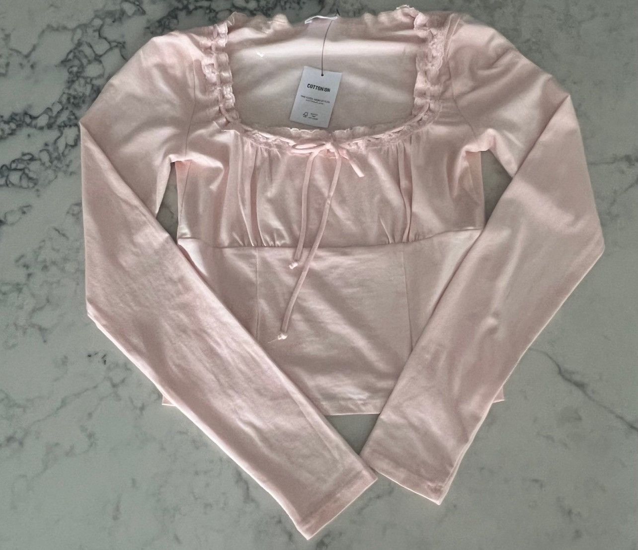 Cotton On New Cotton On Annie Lace Tie Long Sleeve Shirt Size XS Y2K Size XS / US 0-2 / IT 36-38 - 1 Thumbnail