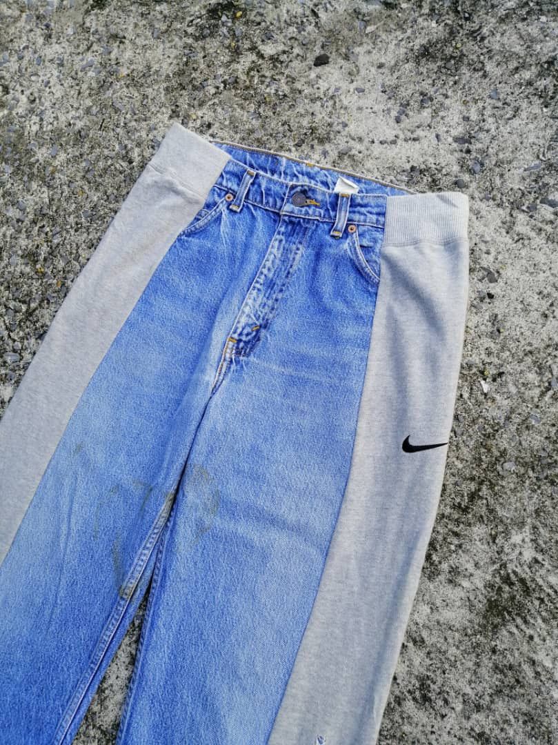 Levi's × Levi's Vintage Clothing Levi's 505 Regular Fit Straight Leg Custom Nike Pants Jeans Size US 30 / EU 46 - 2 Thumbnail