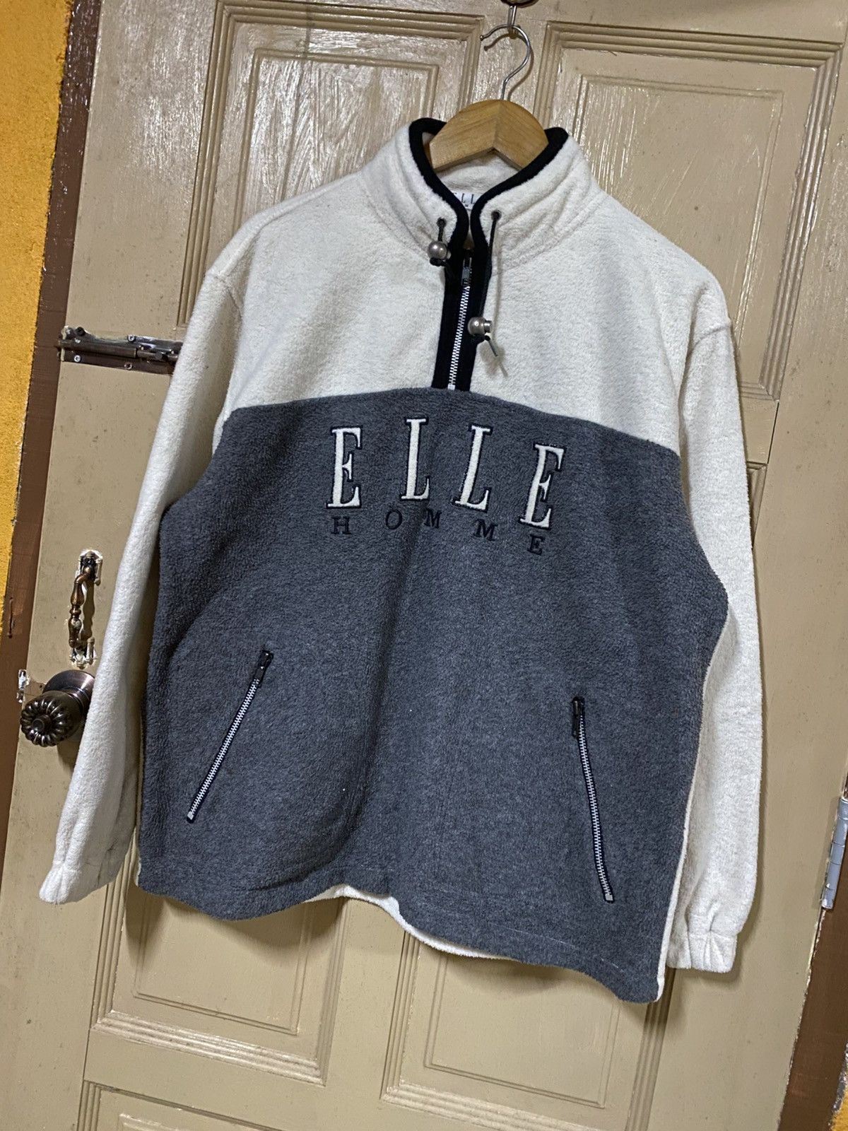 Japanese Brand Vintage ELLE HOMME Paris Two-Tone Fleece Pullover Jacket Size US L / EU 52-54 / 3 - 2 Thumbnail