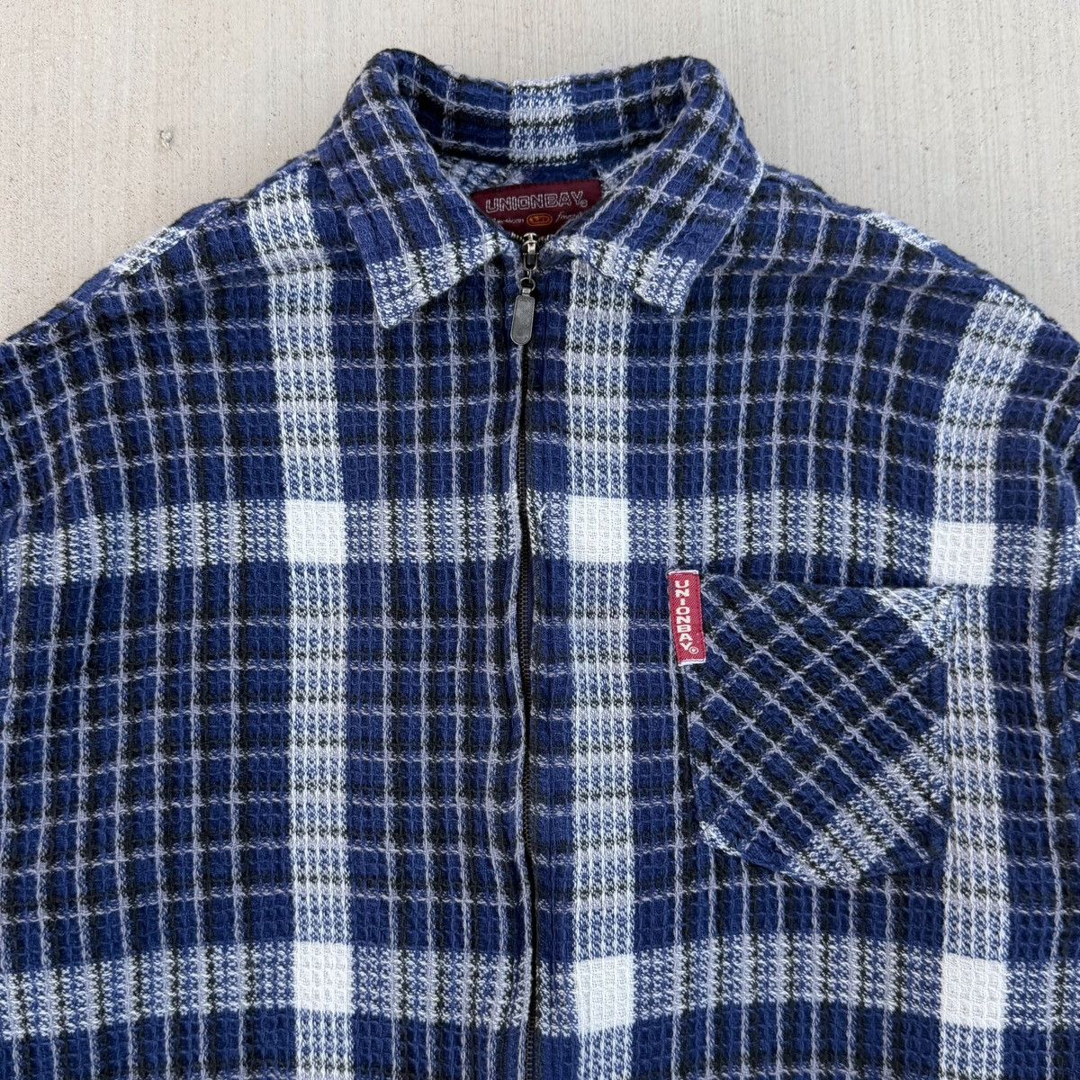 UNIONBAY Vintage Unionbay Full Zip Knit Flannel Shirt Blue Small Size US S / EU 44-46 / 1 - 4 Thumbnail