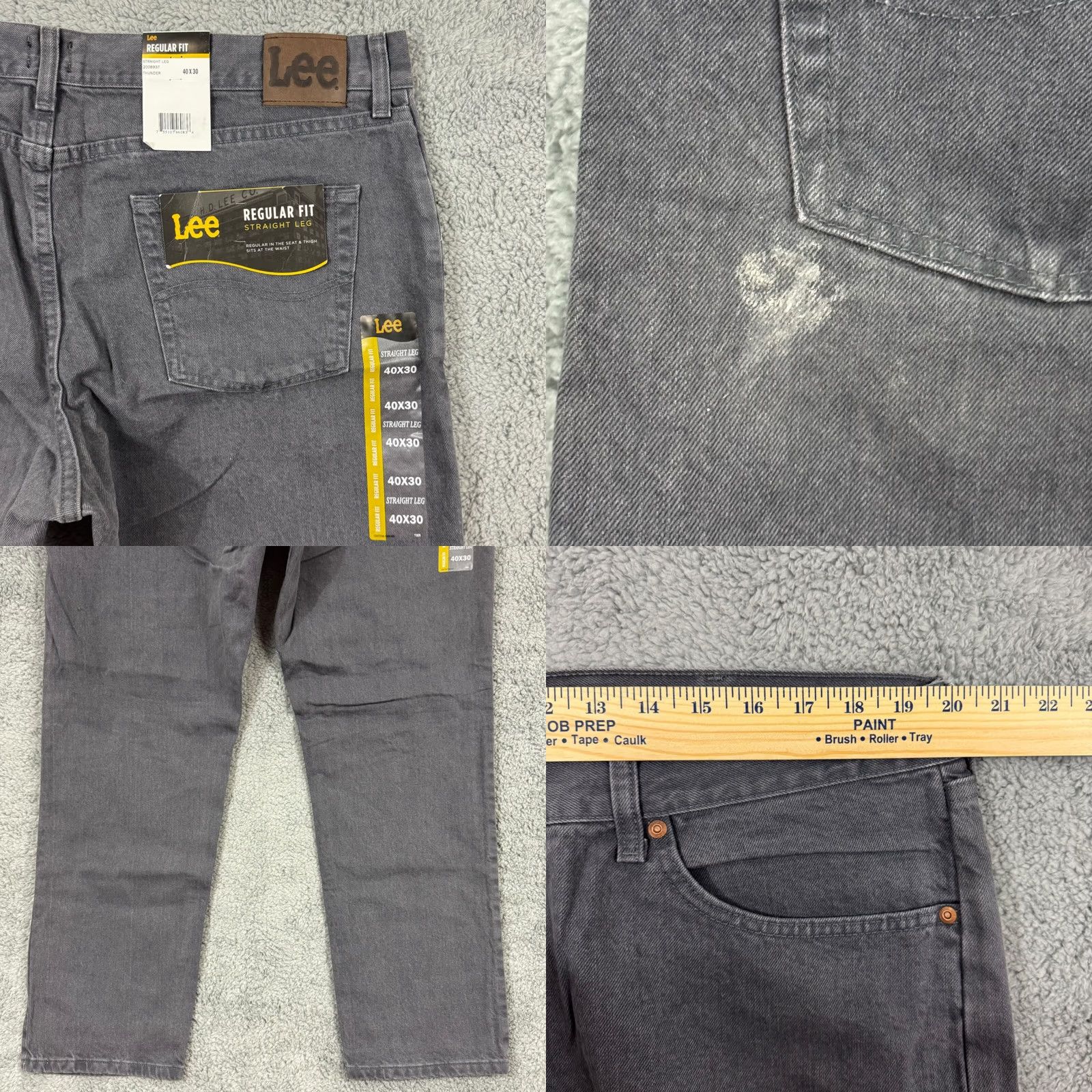Lee VINTAGE Lee Jeans Mens 38x32 Charcoal Cowboy Cut Regular Fit Straight Leg Cotton NWT Size US 40 / EU 56 - 8 Thumbnail
