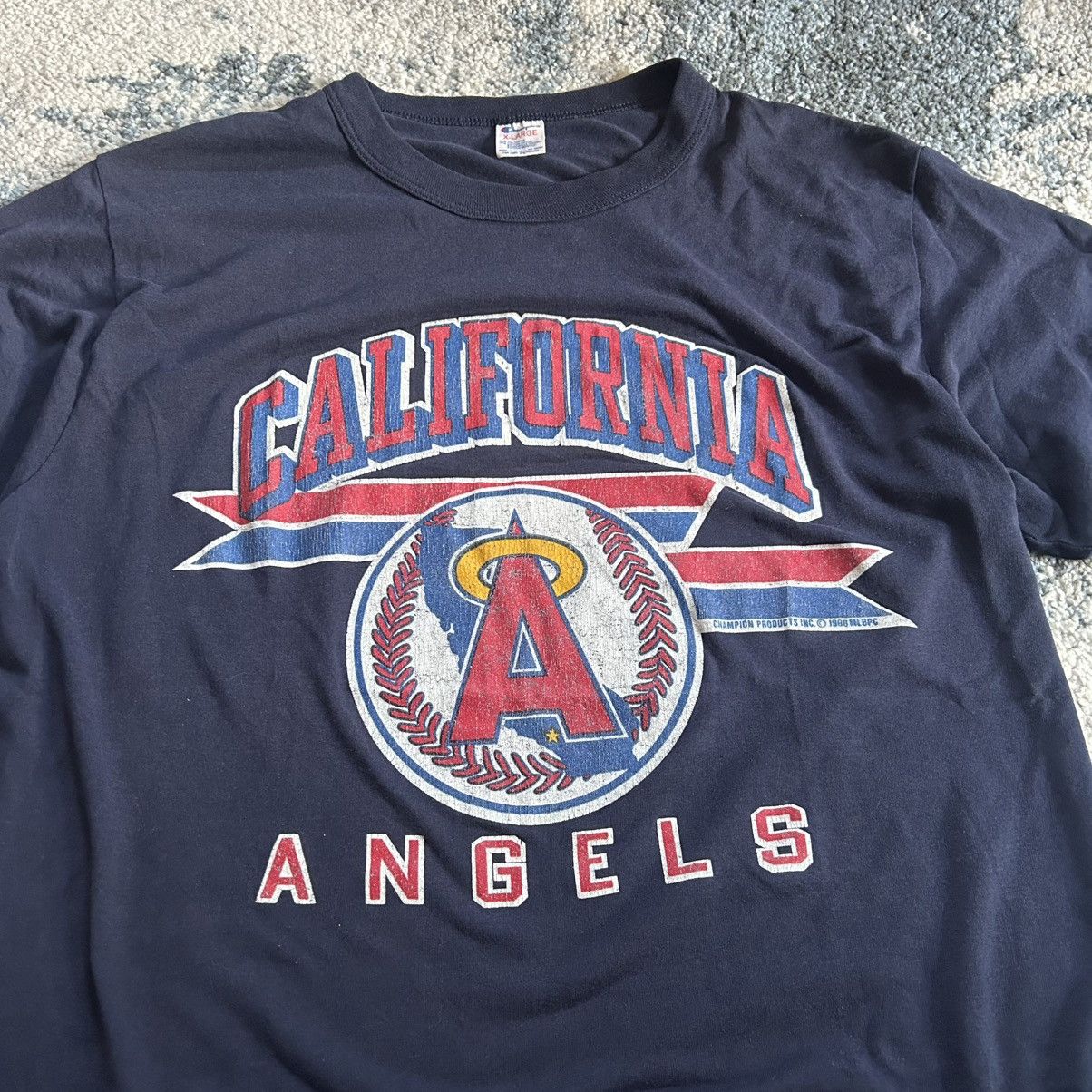 Champion 1988 CALiFORNiA ANGELS ANAHEiM MOUNTED COLLAR SiNGLE STiTCH Size US XL / EU 56 / 4 - 3 Thumbnail