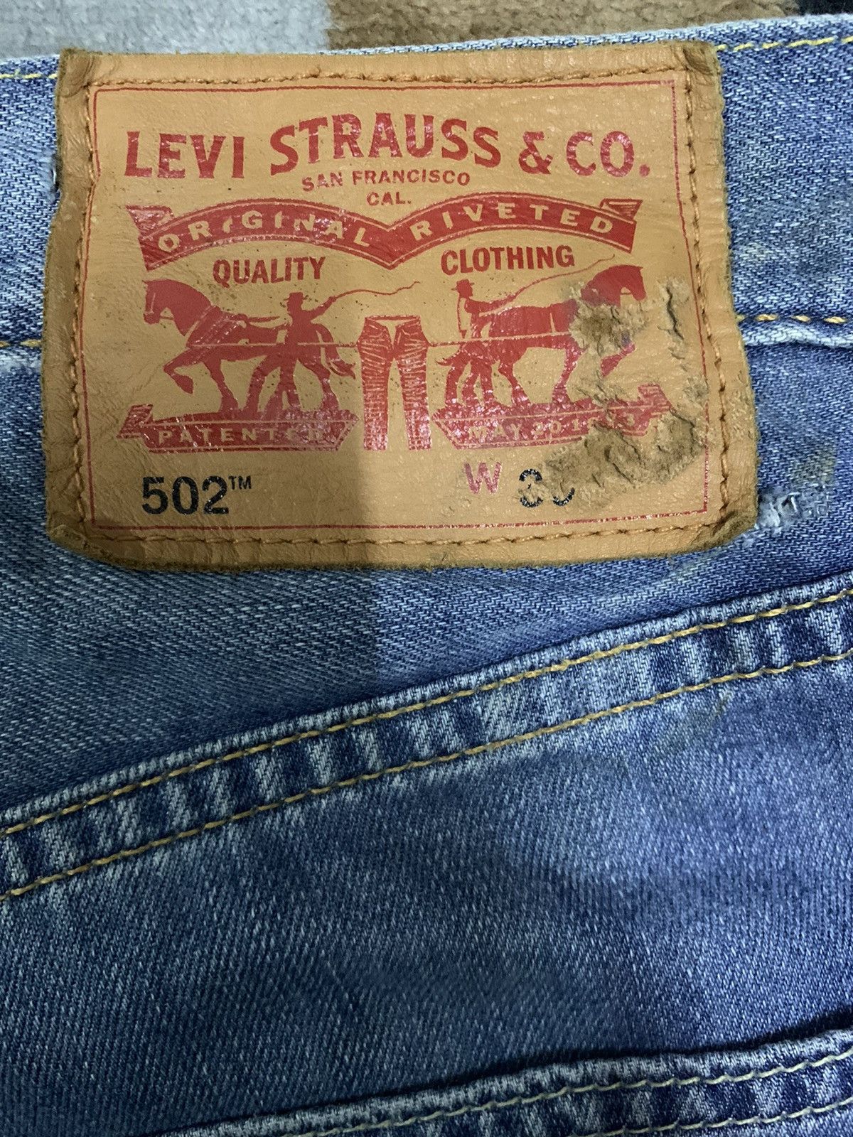 Levi's Vintage Clothing Vintage Levis 502 Blue Wash Distressed Denim Jorts Size US 31 - 12 Thumbnail
