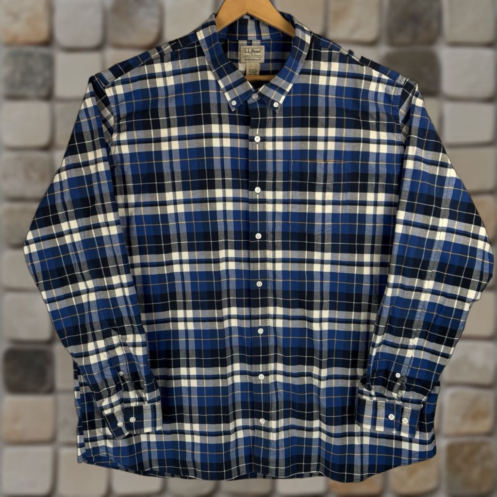 Vintage VINTAGE LL Bean? (No, not vintage) LL Bean Comfort Stretch Oxford Shirt Mens 3XL Tall Blue Plaid Untucked Size US XXL / EU 58 / 5 - 1 Thumbnail
