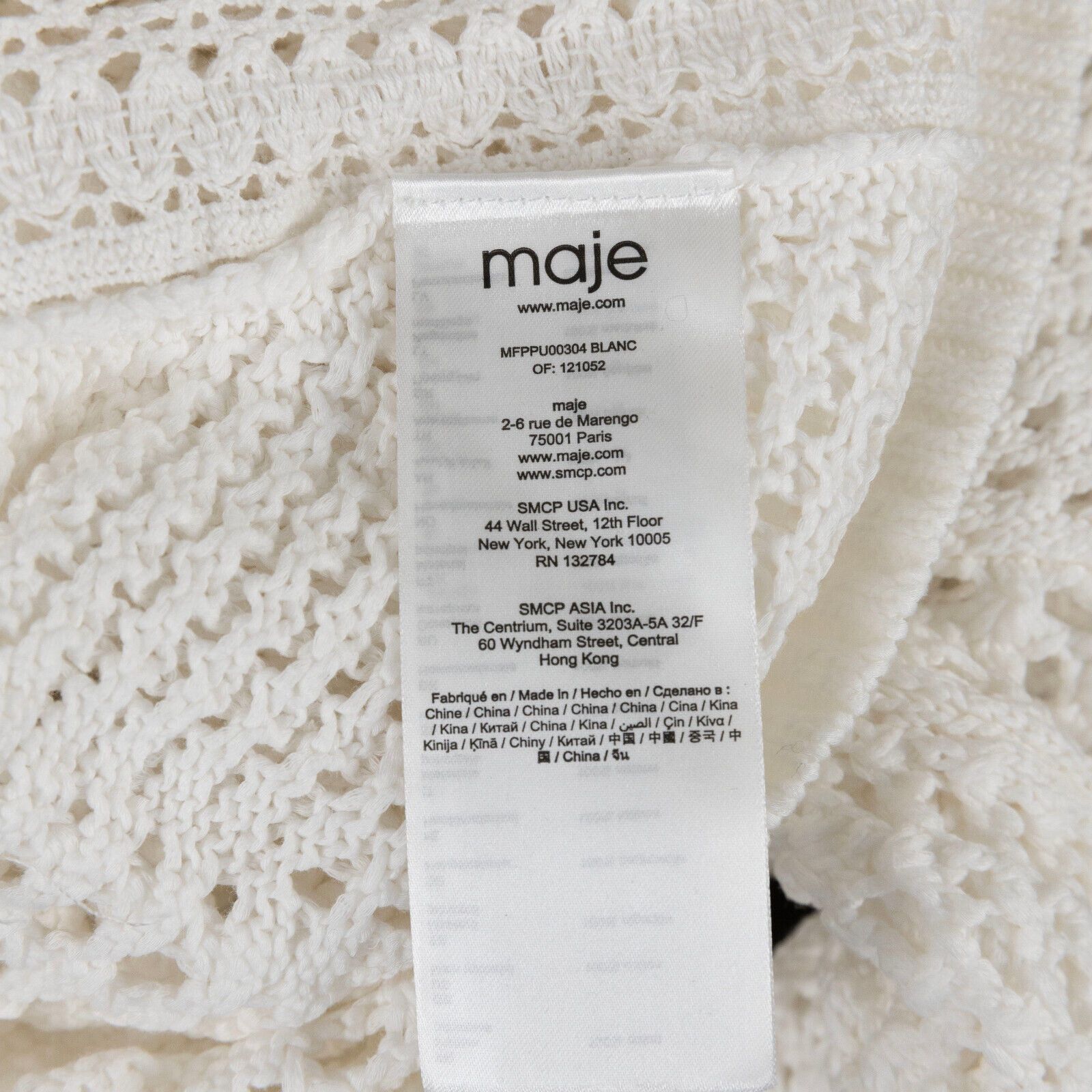 Maje Maje Women Mazet Open-Knitwork Cotton Sweater White Size 1/S Size S / US 4 / IT 40 - 6 Thumbnail