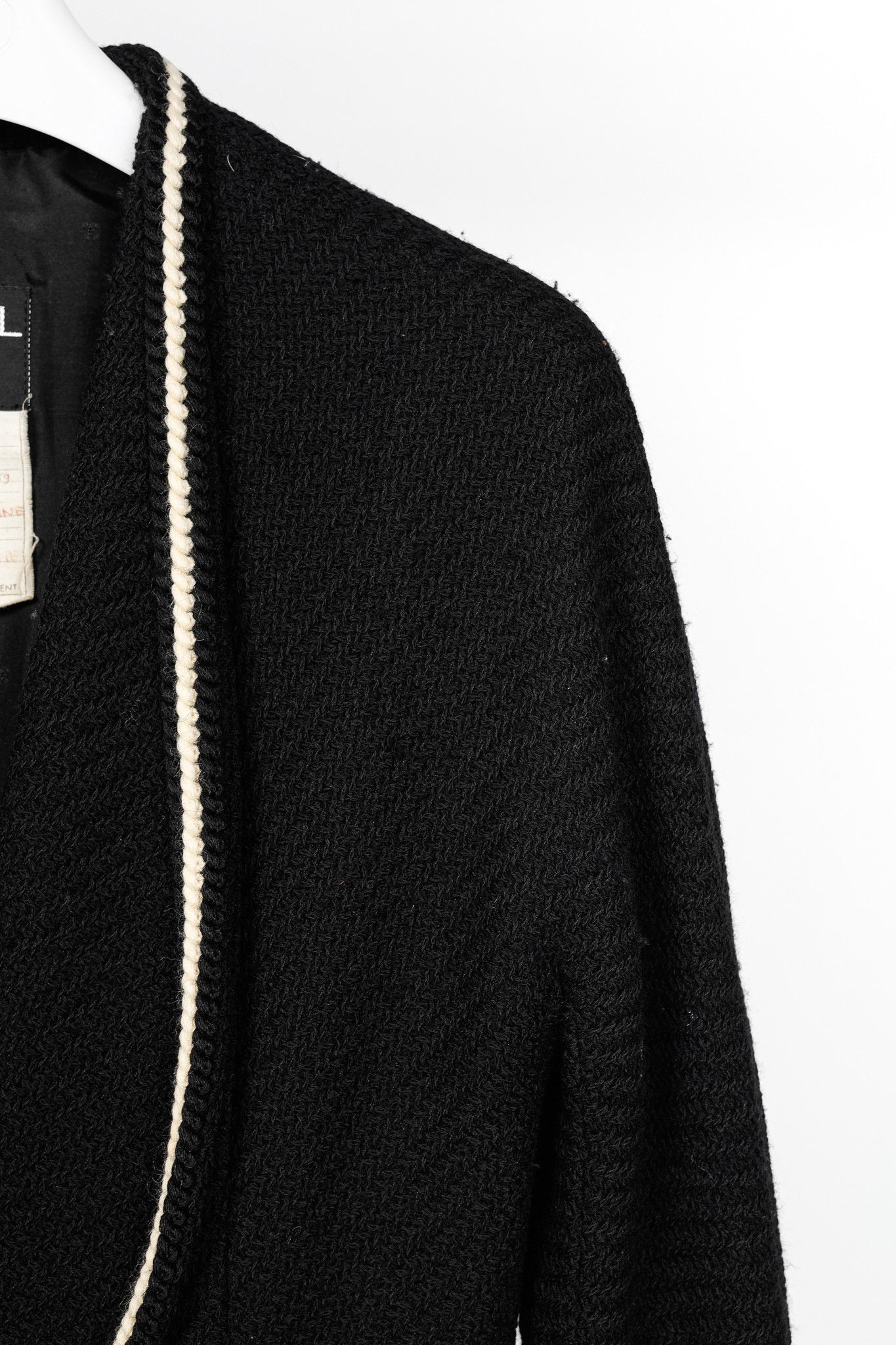 Chanel Boutique 80's Black Wool-Tweed Double-Breasted Blazer