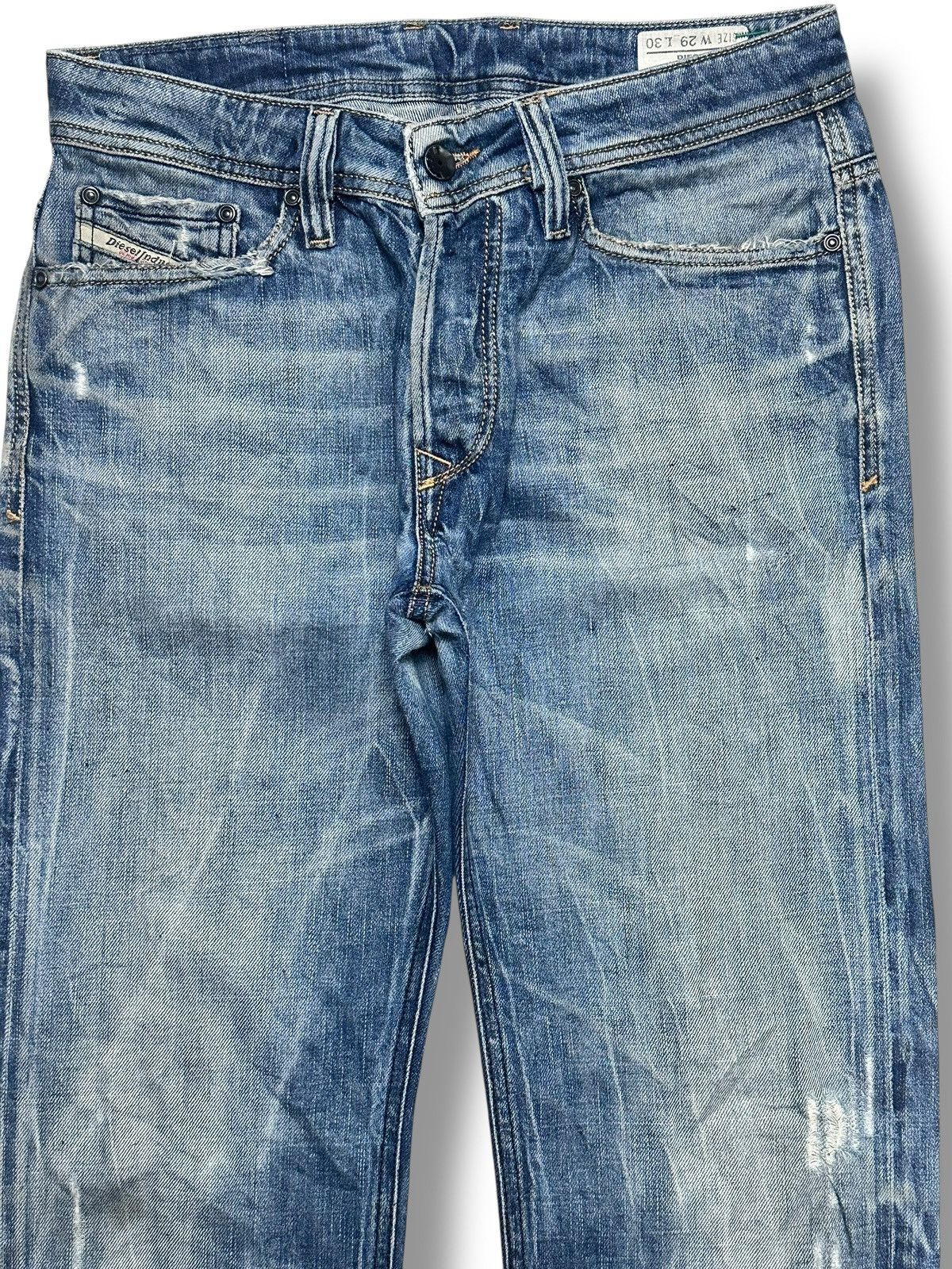 Diesel Diesel Viker Medium Blue Distressed Button Fly Faded Jeans Size US 31 - 2 Thumbnail
