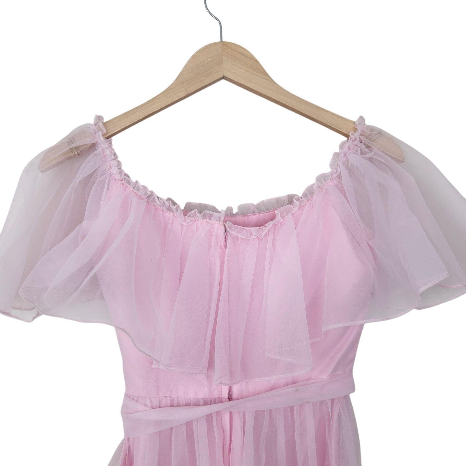 Vintage Vintage Pink Chiffon Ruffle Maxi Dress Sz S Size S / US 4 / IT 40 - 5 Thumbnail