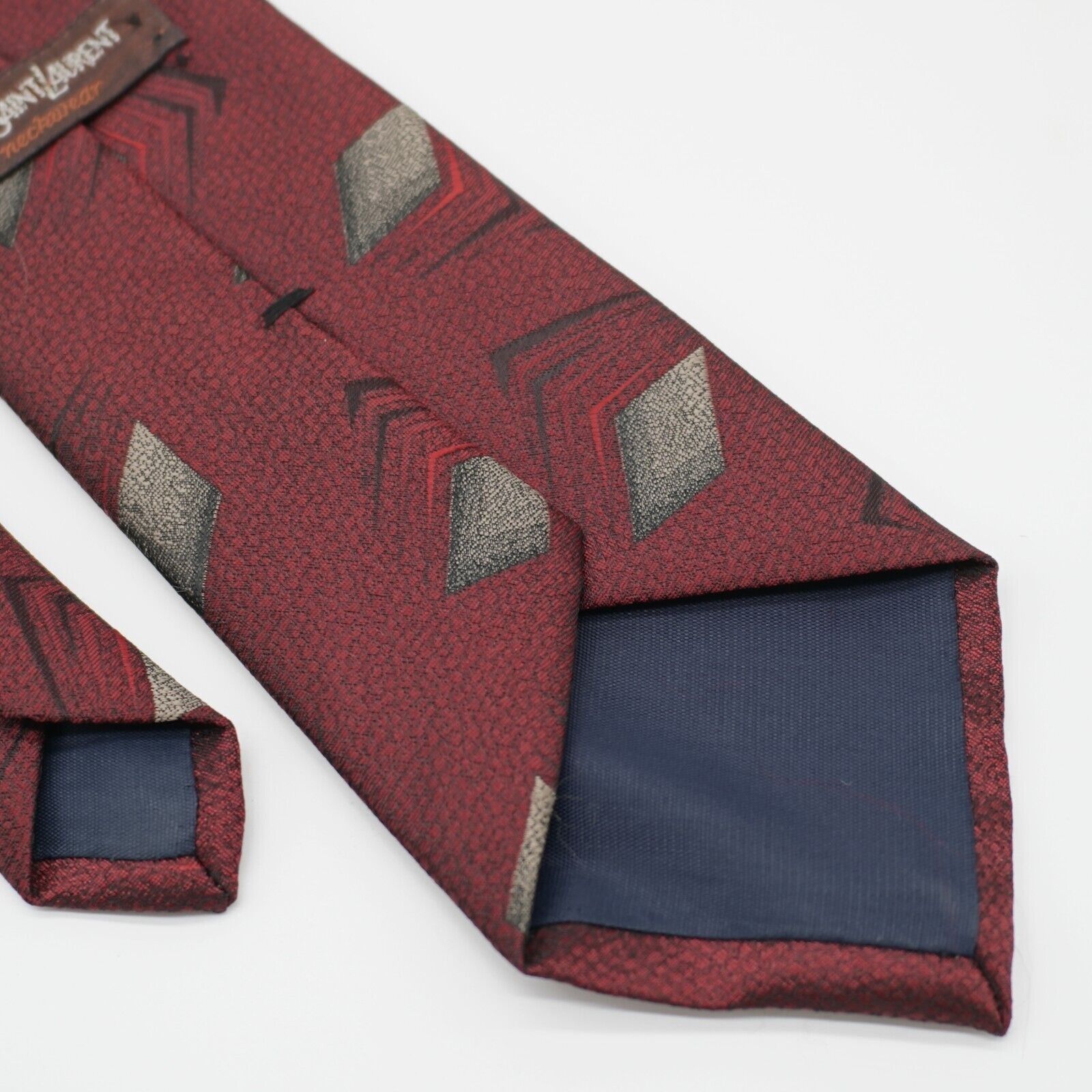 Designer Yves Saint Laurent Red Beige Woven Abstract Silk Tie Size ONE SIZE - 4 Thumbnail