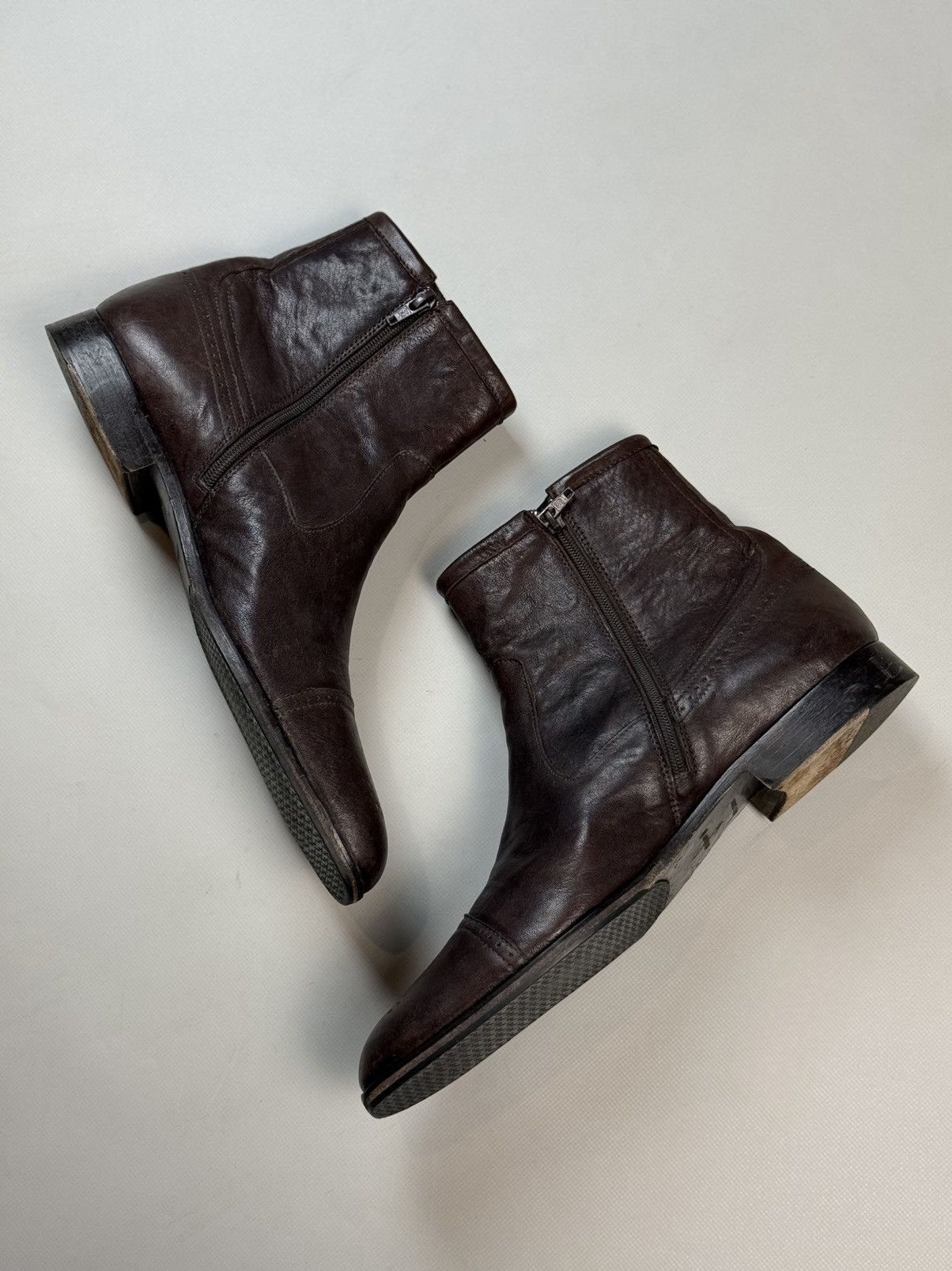 Strellson Strellson Brown Leather Ankle Zip Boots Shoes Brogue Details Size US 10 / EU 43 - 14 Thumbnail