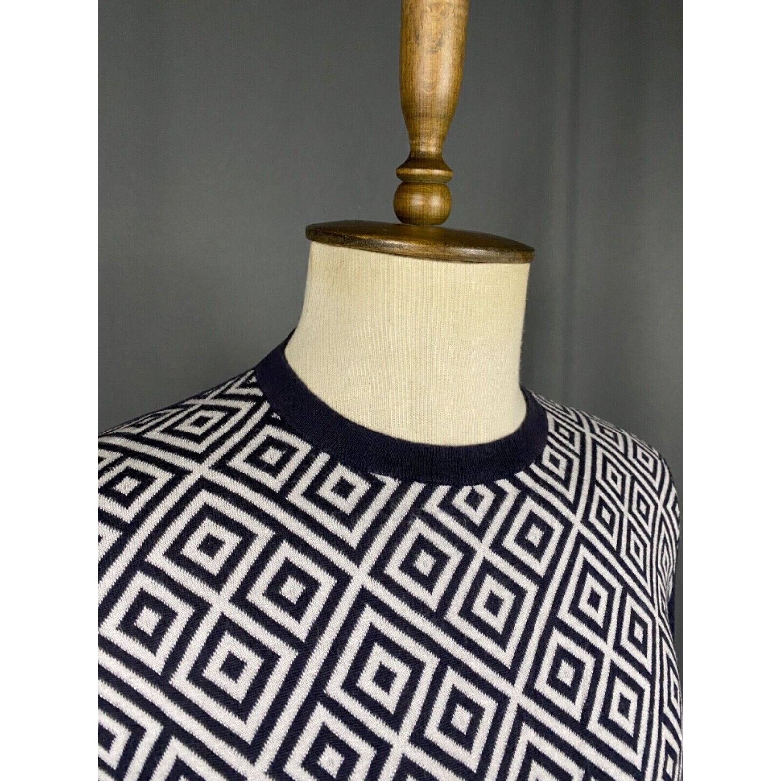 Kiton Kiton Geometric Pattern Men's Blue White Crewneck Size M Size US M / EU 48-50 / 2 - 6 Thumbnail