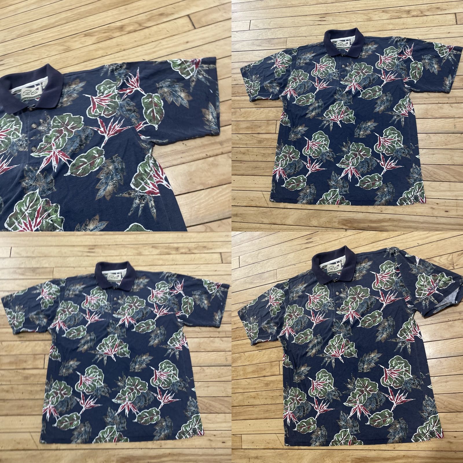 Vintage VINTAGE Chi Chi Polo Shirt Men M Blue Green Leaves Print 90s Retro Hawaiian Casual Polo Shirt Men M Size US M / EU 48-50 / 2 - 10 Thumbnail