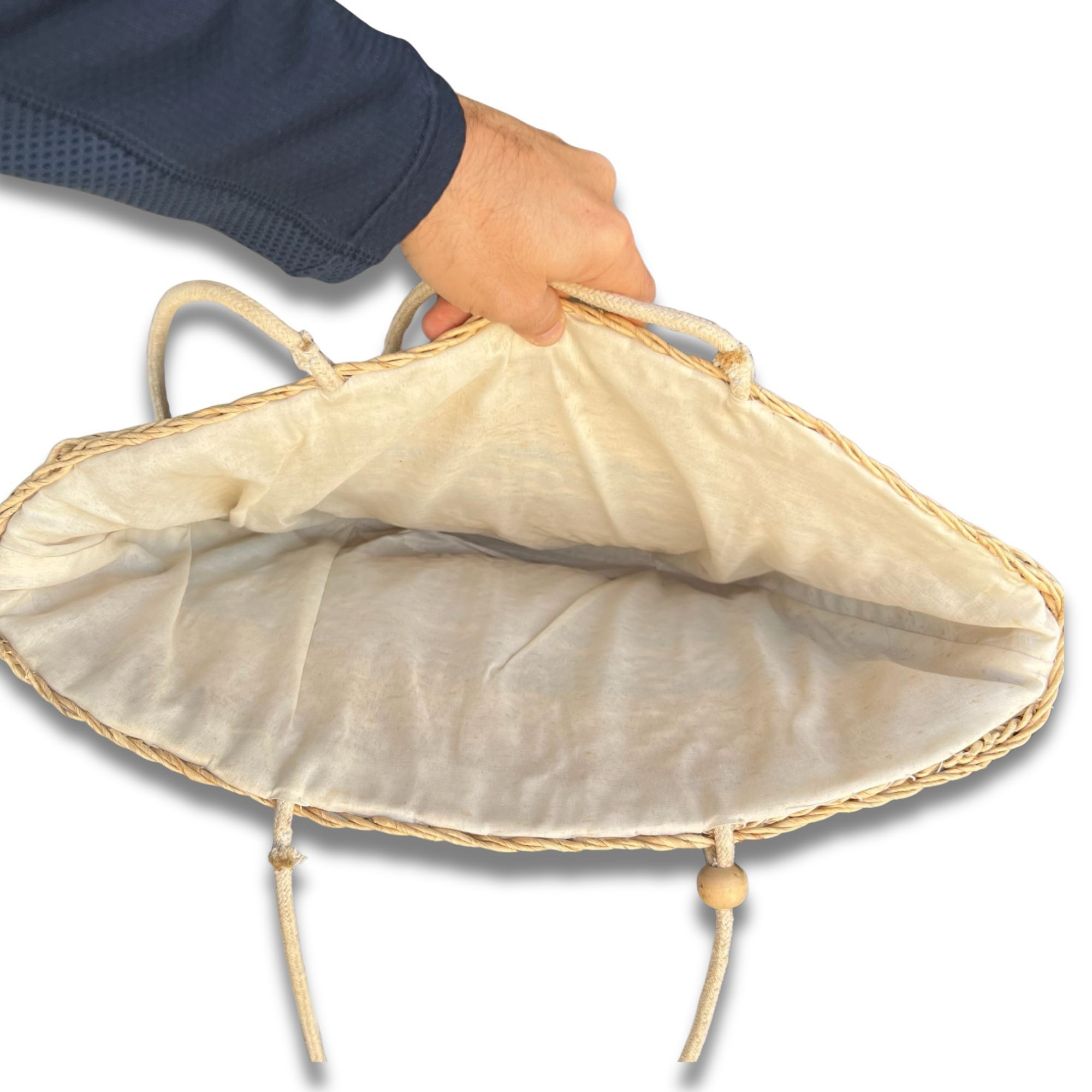 Other Woven Straw Shoulder Bag With Striped Pattern & Drawstring C Size ONE SIZE - 3 Thumbnail