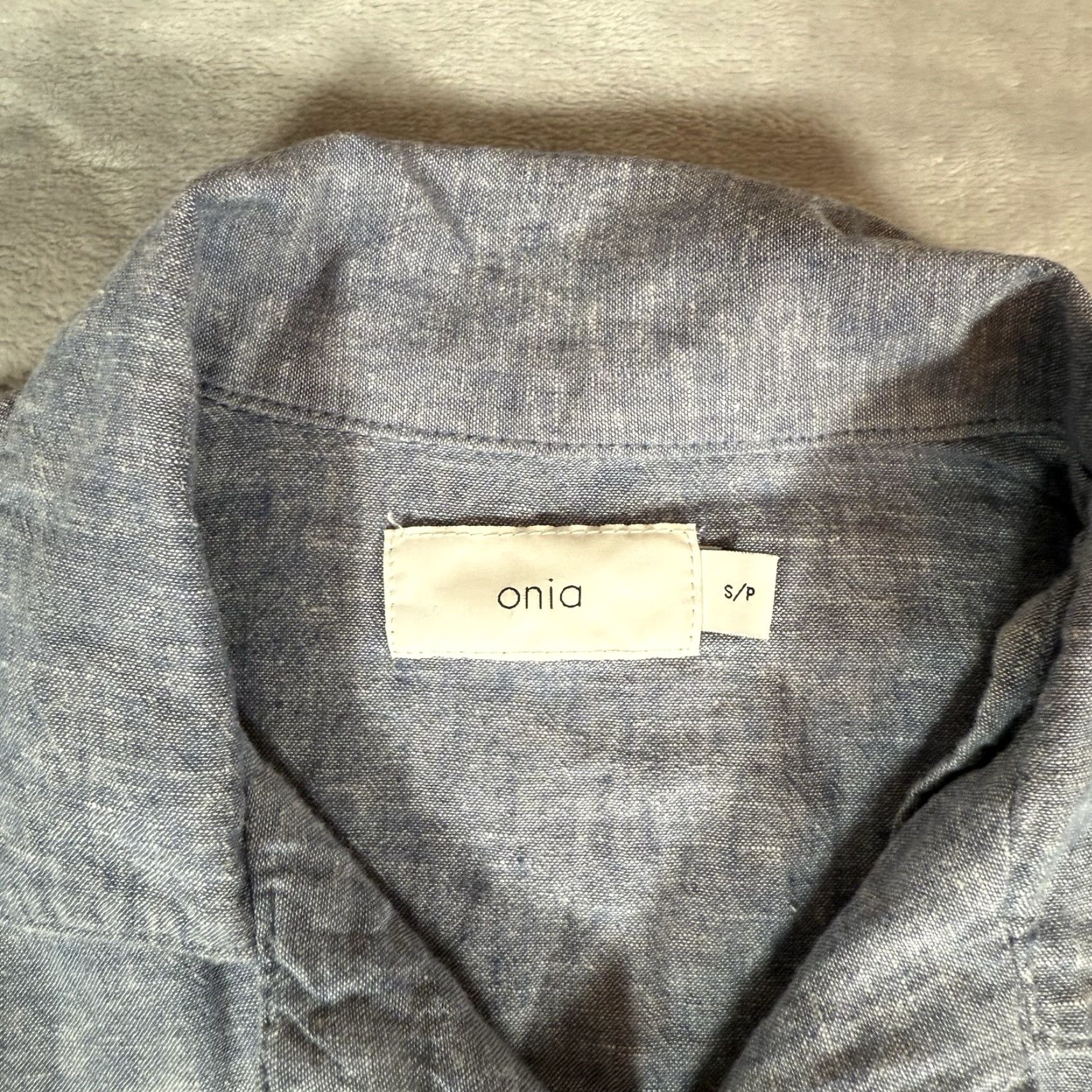 Onia Onia Button Up Shirt Mens Small Short Sleeve Preppy Blue Chambray Size US S / EU 44-46 / 1 - 2 Thumbnail