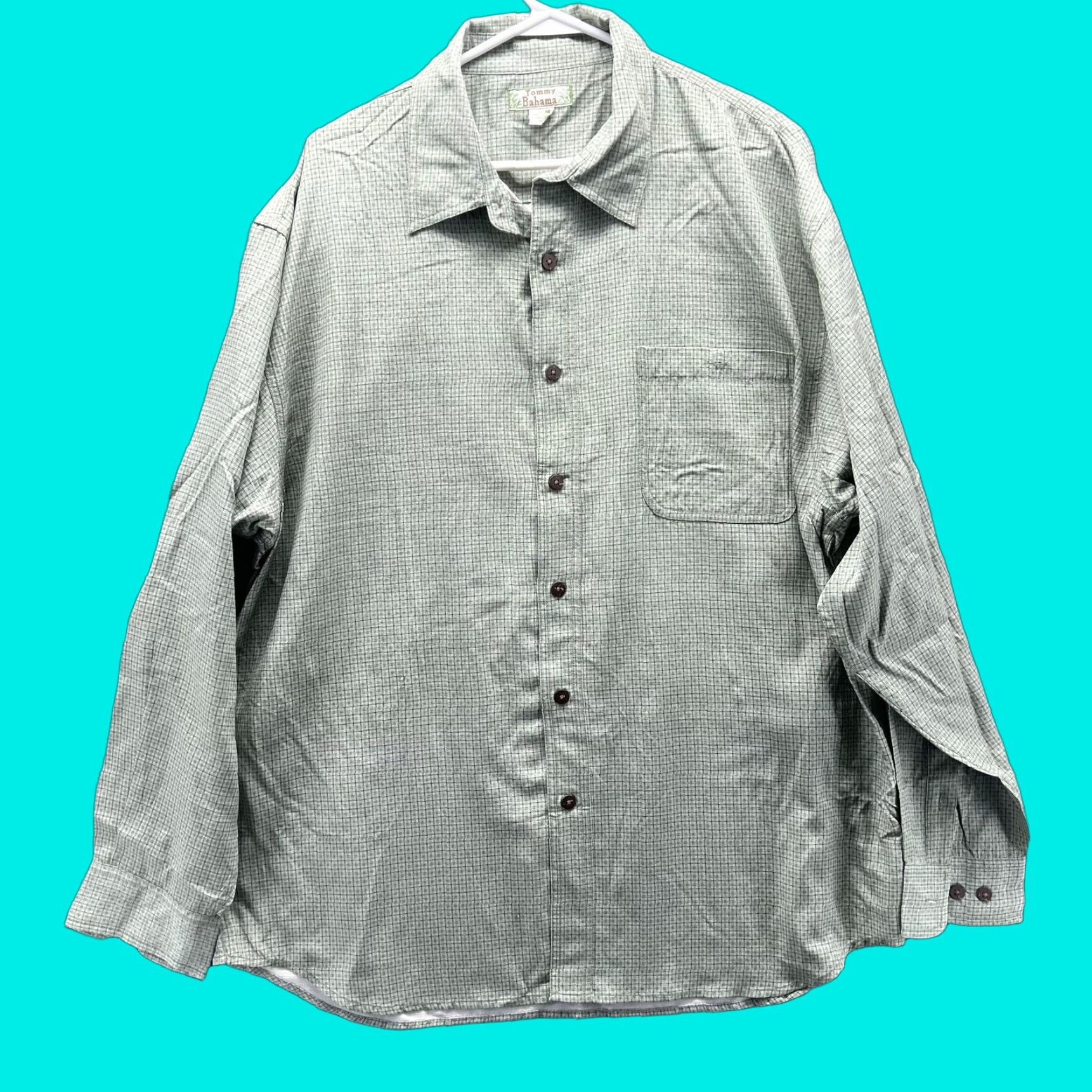 Tommy Bahama VINTAGE: No Tommy Bahama Shirt Mens XL Green Check Long Sleeve Silk Button Front Casual Size US XL / EU 56 / 4 - 1 Thumbnail