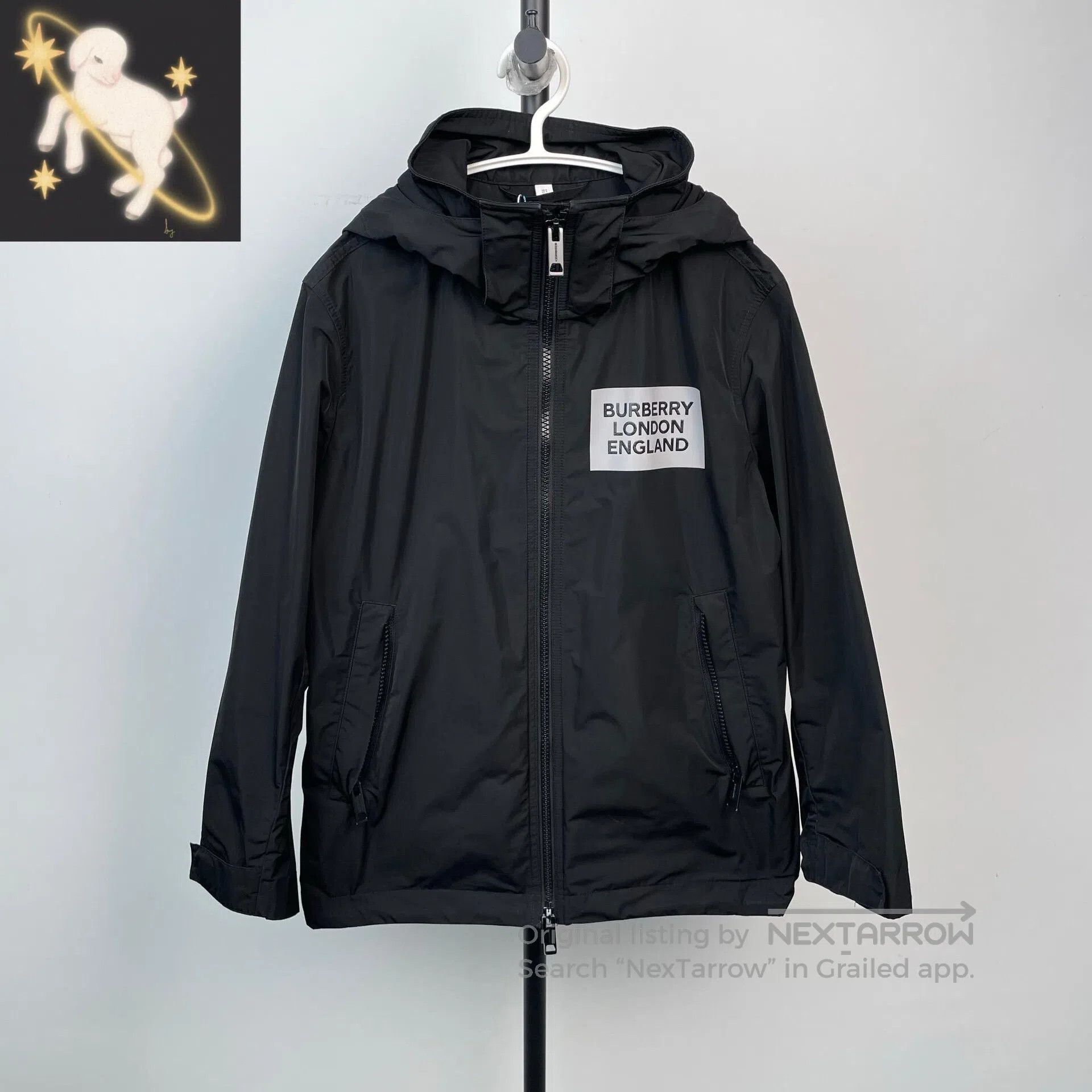 Burberry Burberry Black Letter Print Removable Hooded Windbreaker| Size US M / EU 48-50 / 2 - 1 Thumbnail