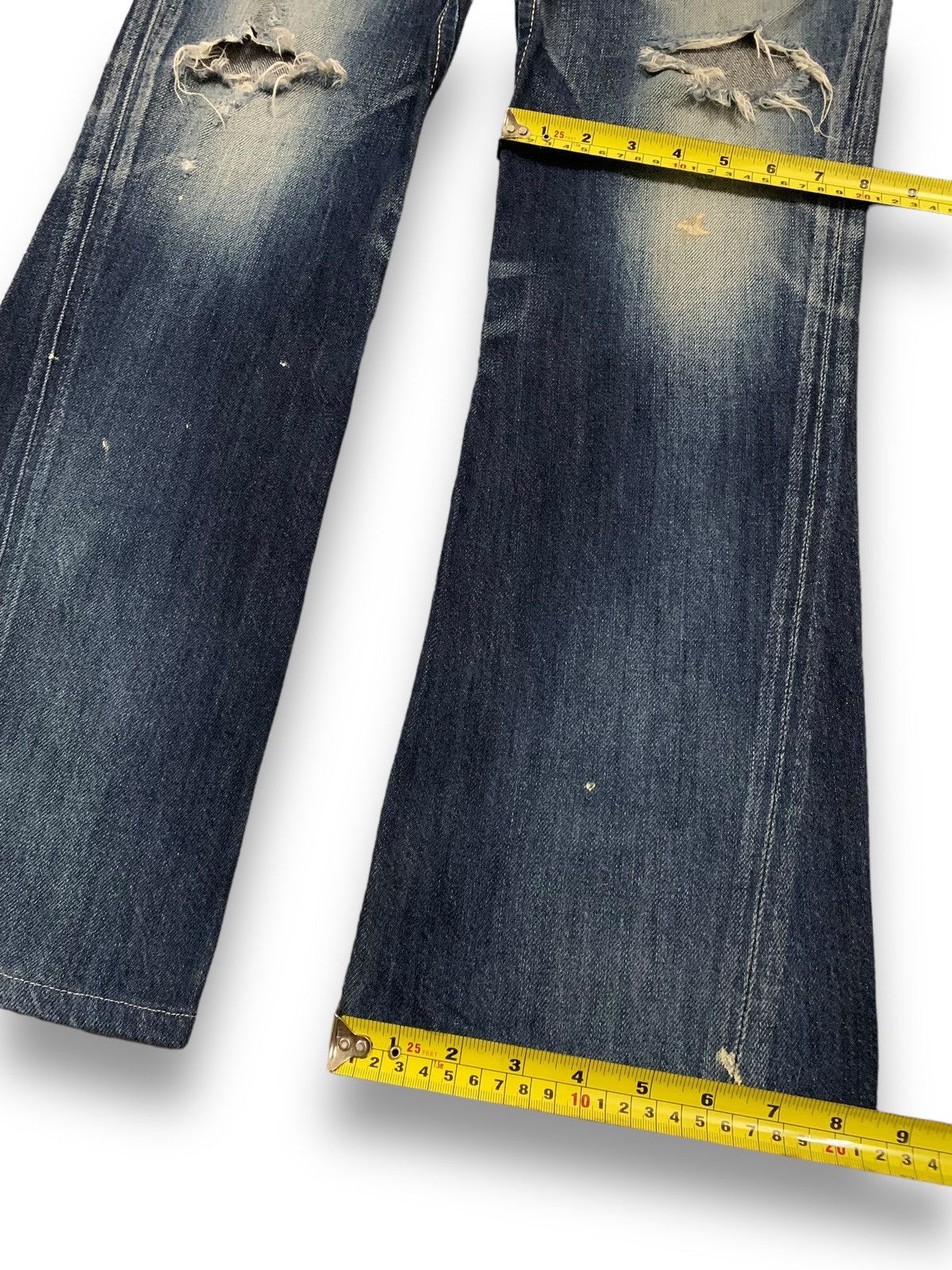 Edwin Vintage Edwin Blue Trip Flare Bootcut Distressed Jeans Size US 31 - 15 Thumbnail