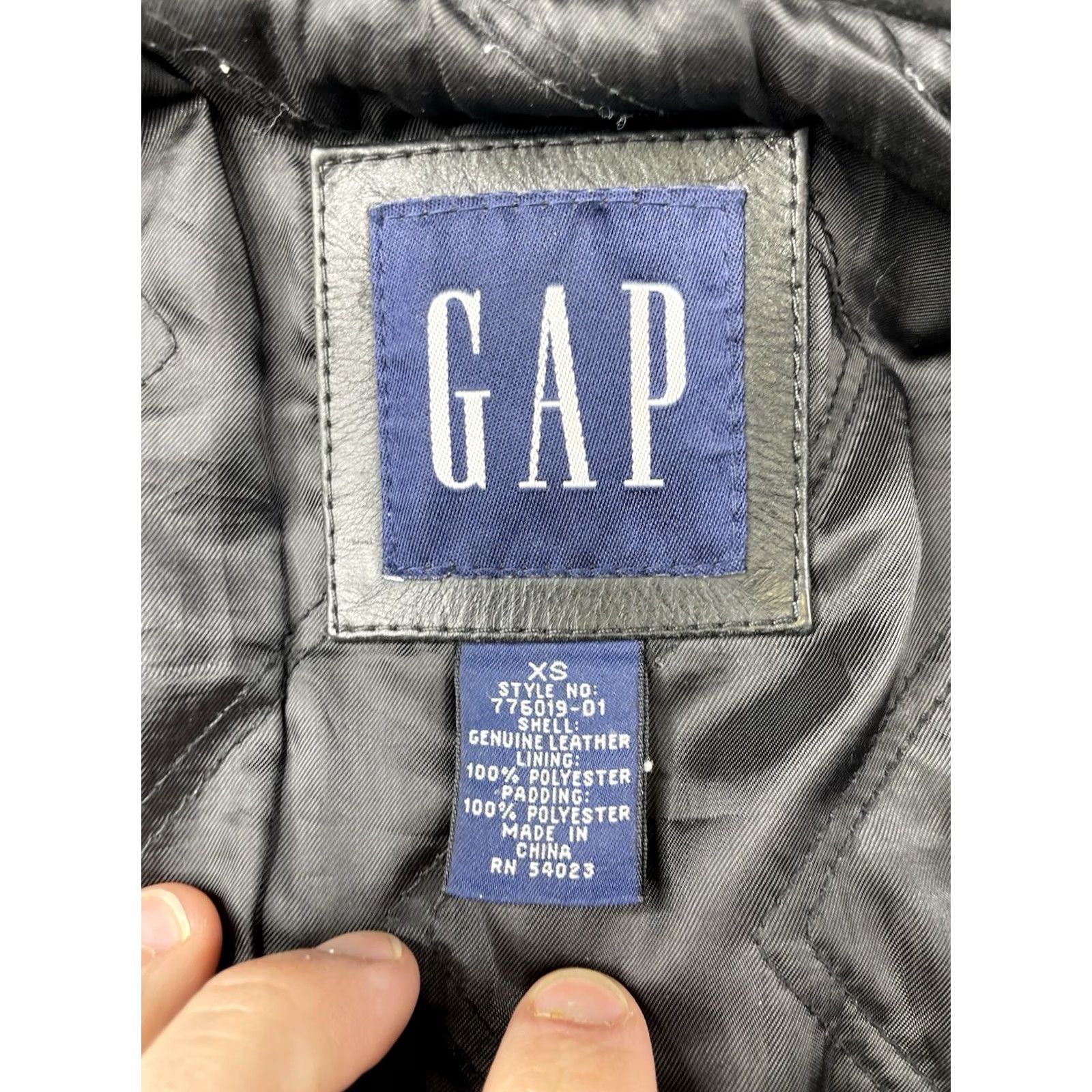 Gap VINTAGE Gap Men's Leather Jacket Black Full Zip 90s XS Regular Zippered Quilted Liner Size US XS / EU 42 / 0 - 2 Thumbnail