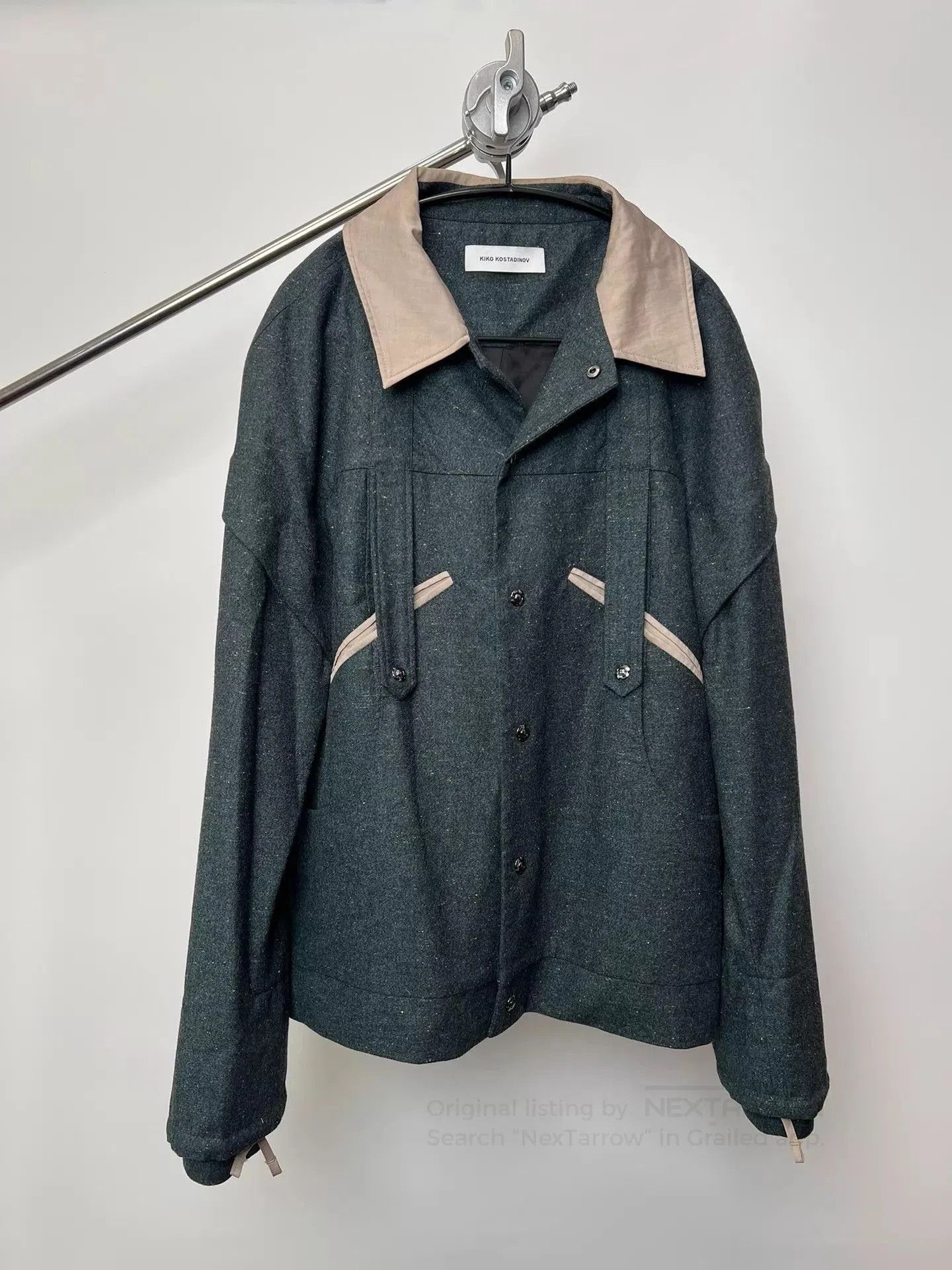 Kiko Kostadinov Blue Button-Front Jacket with Contrast Collar. Size US S / EU 44-46 / 1 - 3 Thumbnail